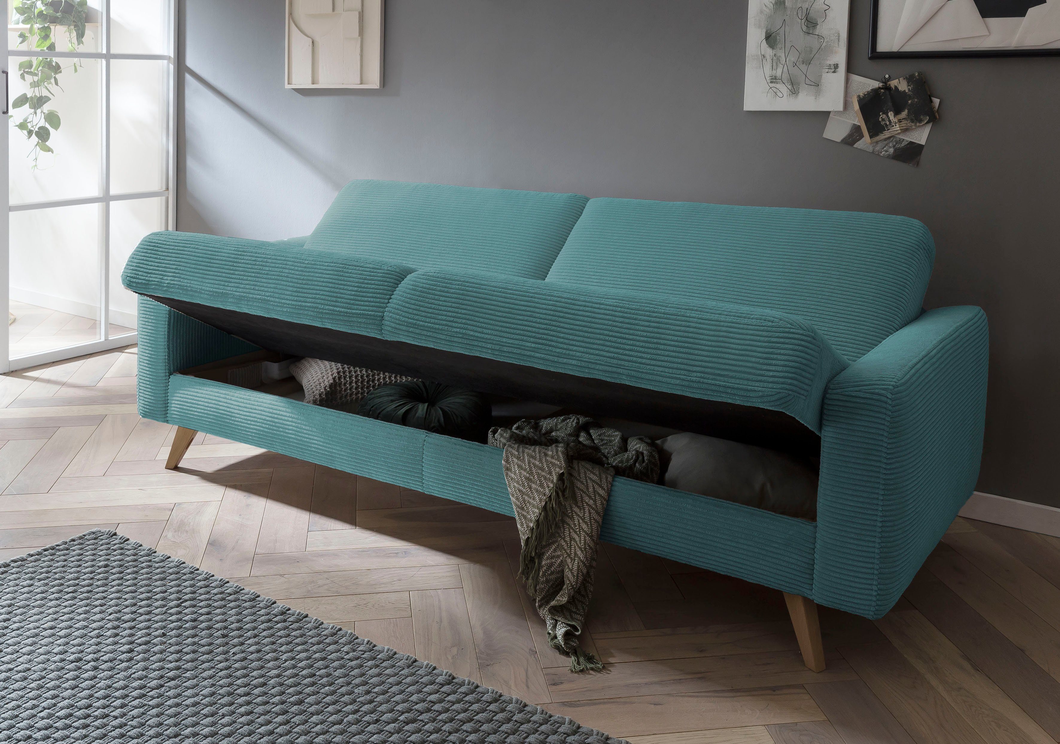 - und sky 3-Sitzer exxpo fashion Samso, Inklusive Bettkasten Bettfunktion sofa