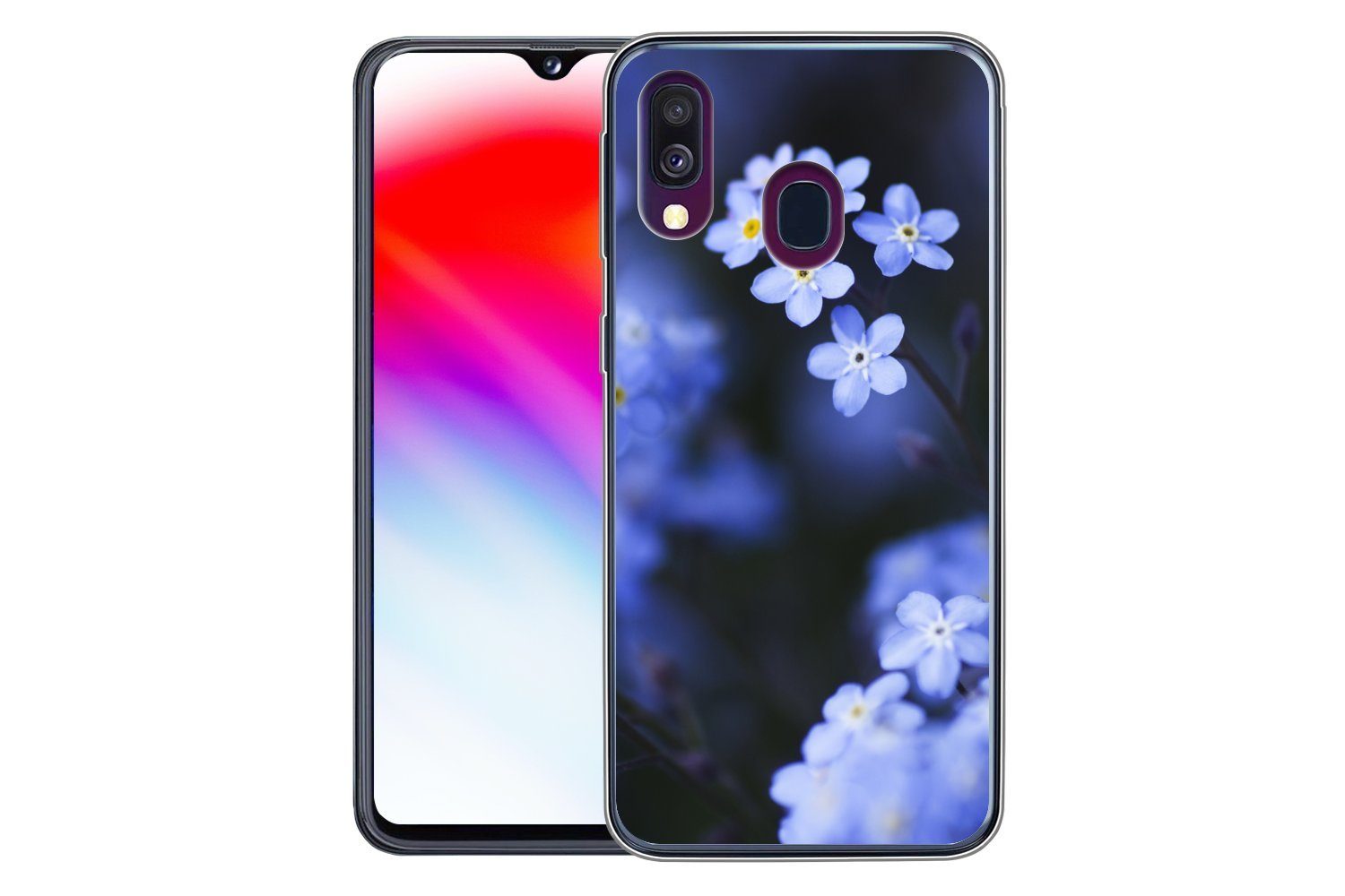 MuchoWow Handyhülle für Samsung Galaxy A40 Nahaufnahme eines Vergissmeinnicht, Smartphone-Bumper, Print, Handy Schutzhülle Dünn