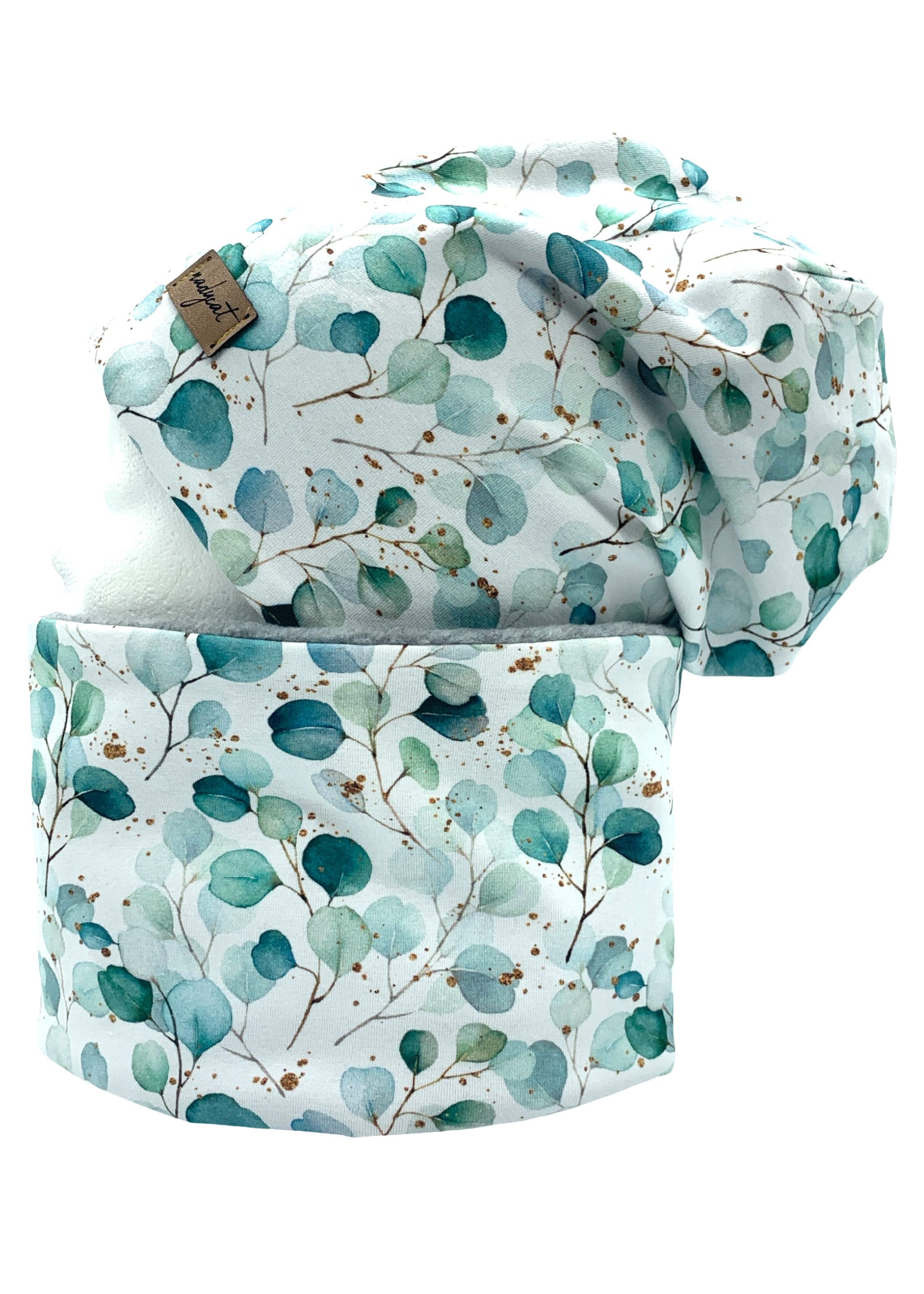 nadycat Beanie EUKALYPTUS ZWEIGE (2-St., Beanie mit passendem Loop) handgef günstig online kaufen