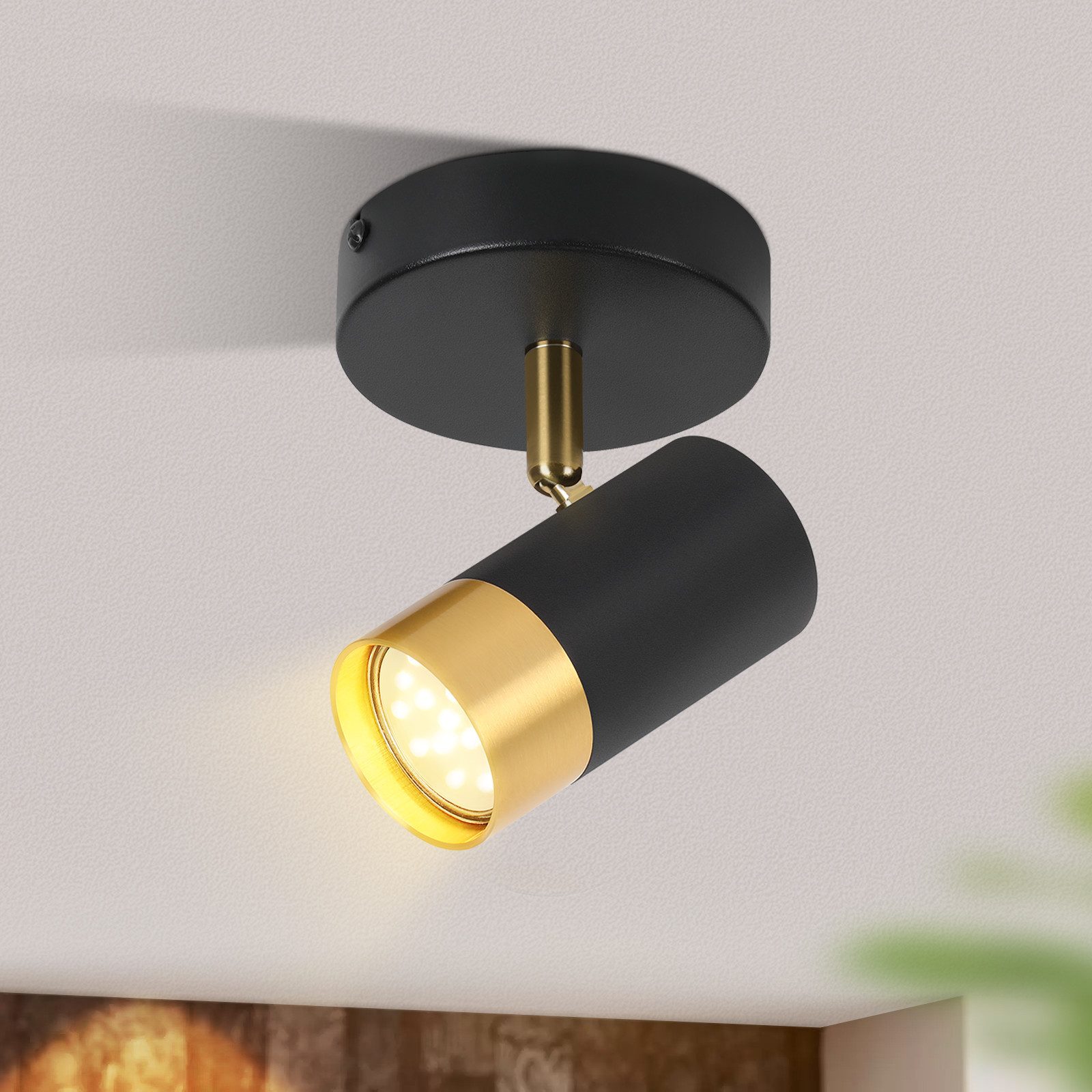 ZMH Deckenstrahler 1 Flammig Schwarzgold Retro günstig online kaufen