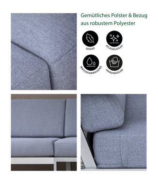 Dehner Gartenlounge-Set Ecklounge Chicago, 5-Sitzer inkl. Polster, 285.5 x 85 x 79.5 cm, hochwertiges Loungemöbel aus Aluminium