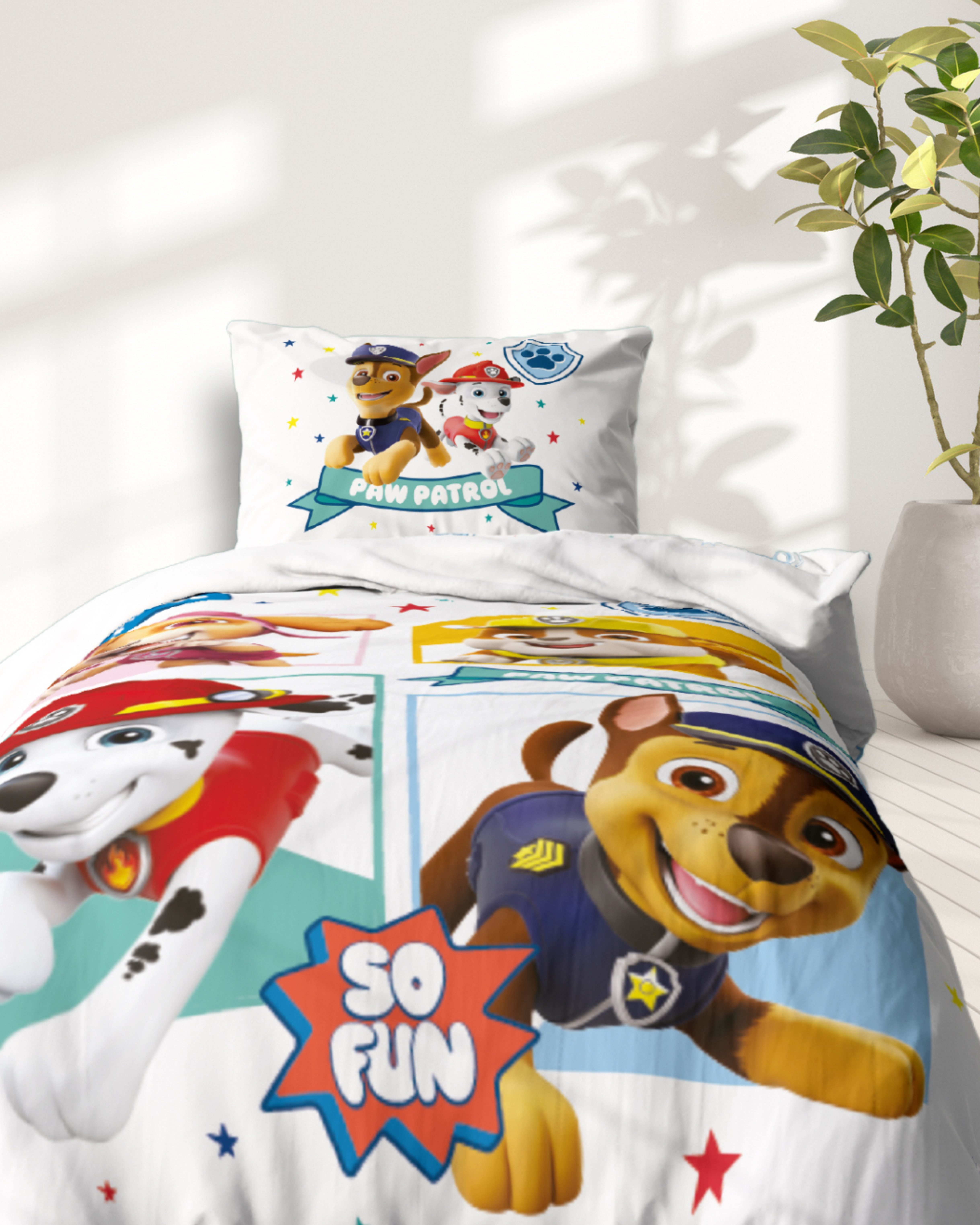 MTOnlinehandel Kinderbettwäsche Paw Patrol in 135x200+80x80 cm Biber/ Flane günstig online kaufen