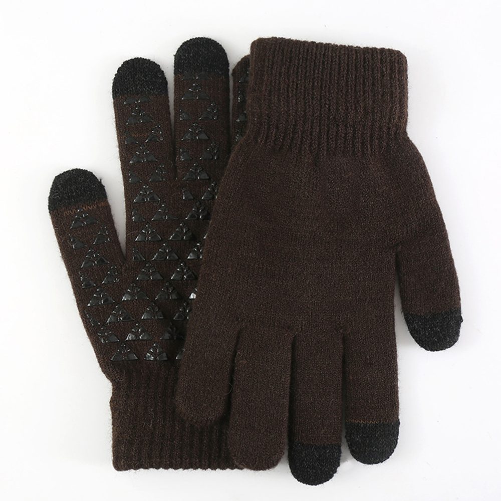 ZanMax Strickhandschuhe 1 Paar gestrickte Touchscreen-Handschuhe für Herbst und Winter Braun