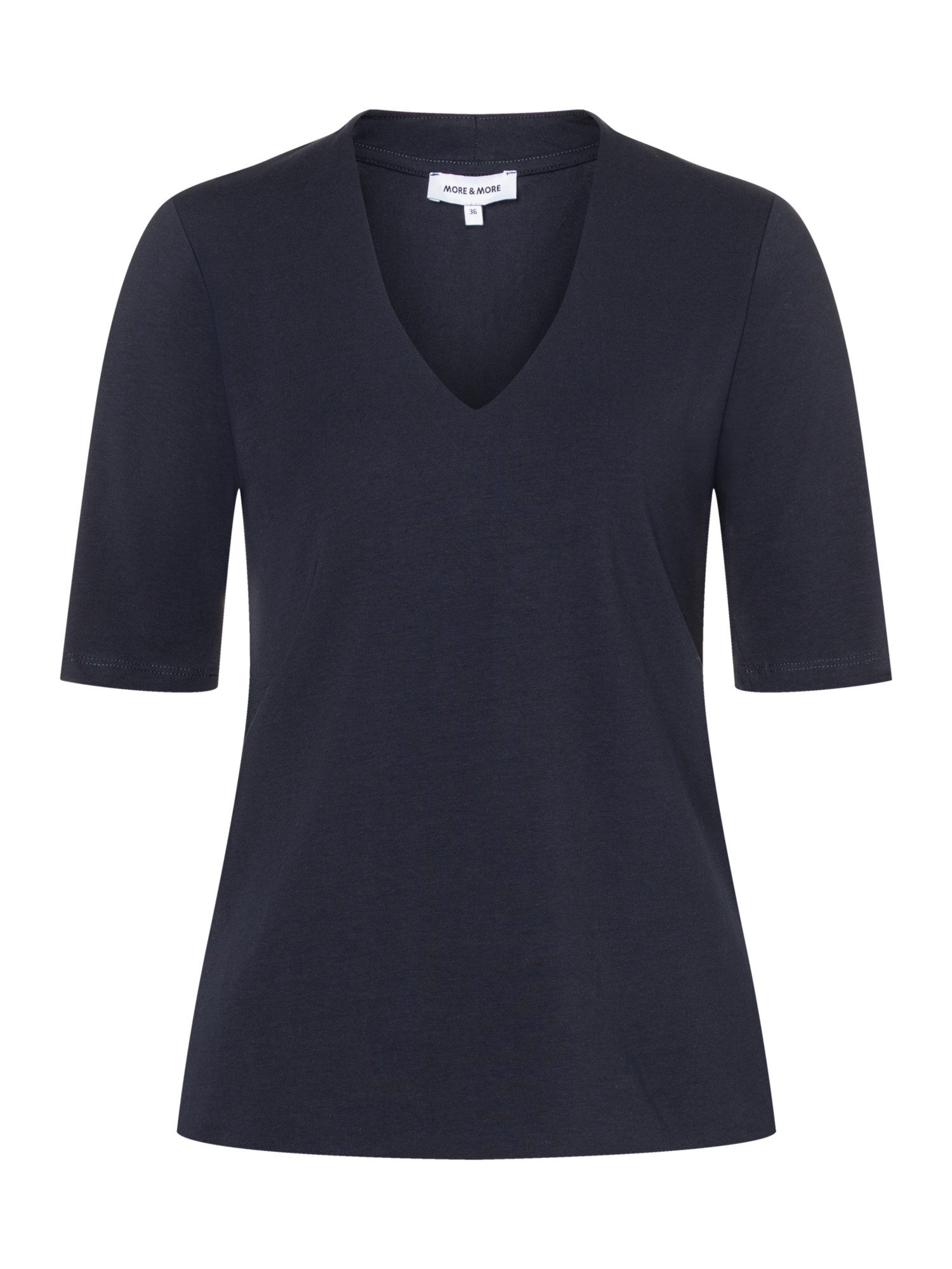MORE&MORE T-Shirt elastisches Kurzarmshirt, V-Ausschnitt günstig online kaufen