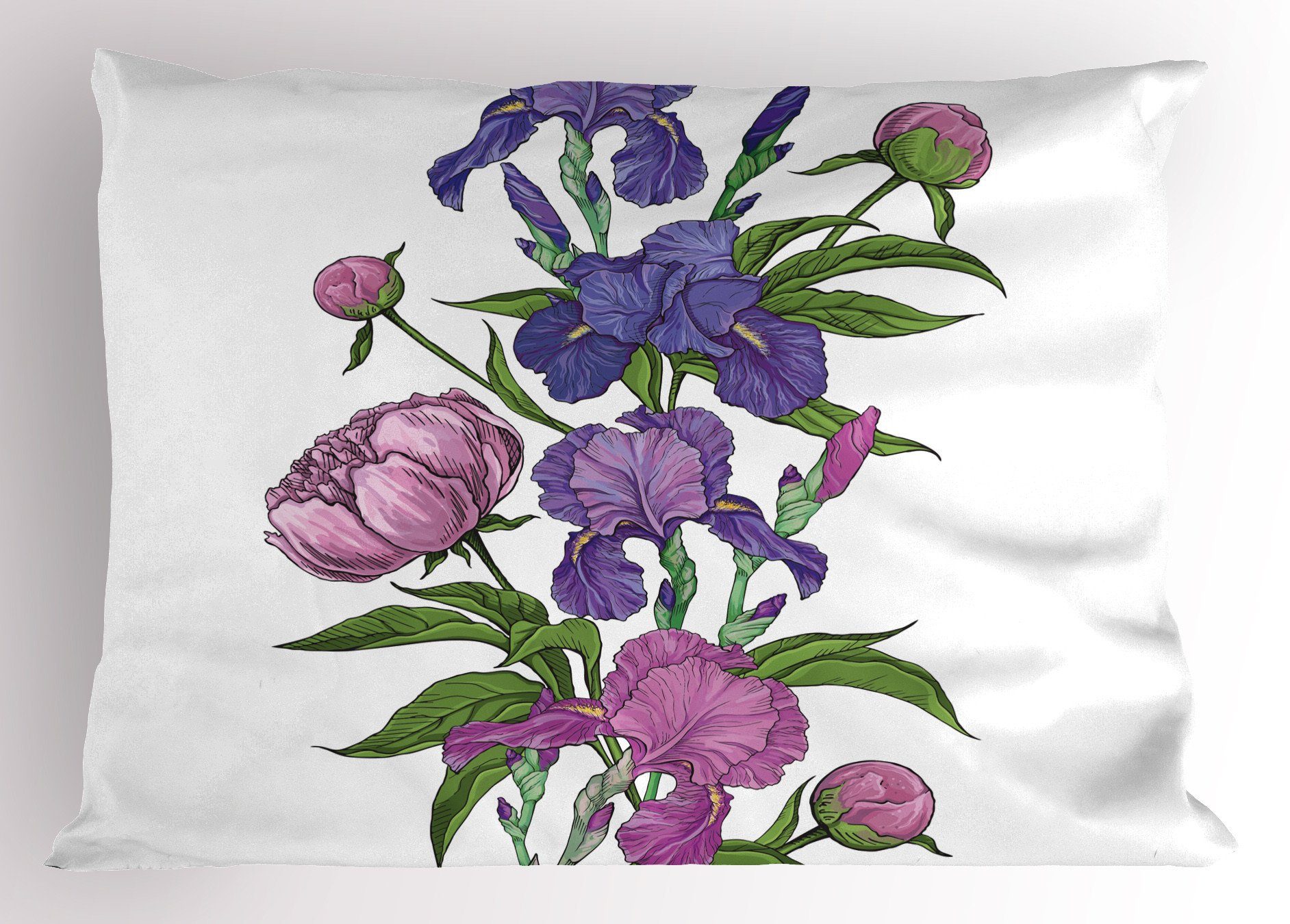 Kissenbezüge Dekorativer Abakuhaus Standard Size Naive lila Gedruckter Stück), (1 Blumen-Bouquet King Pfingstrose Kissenbezug