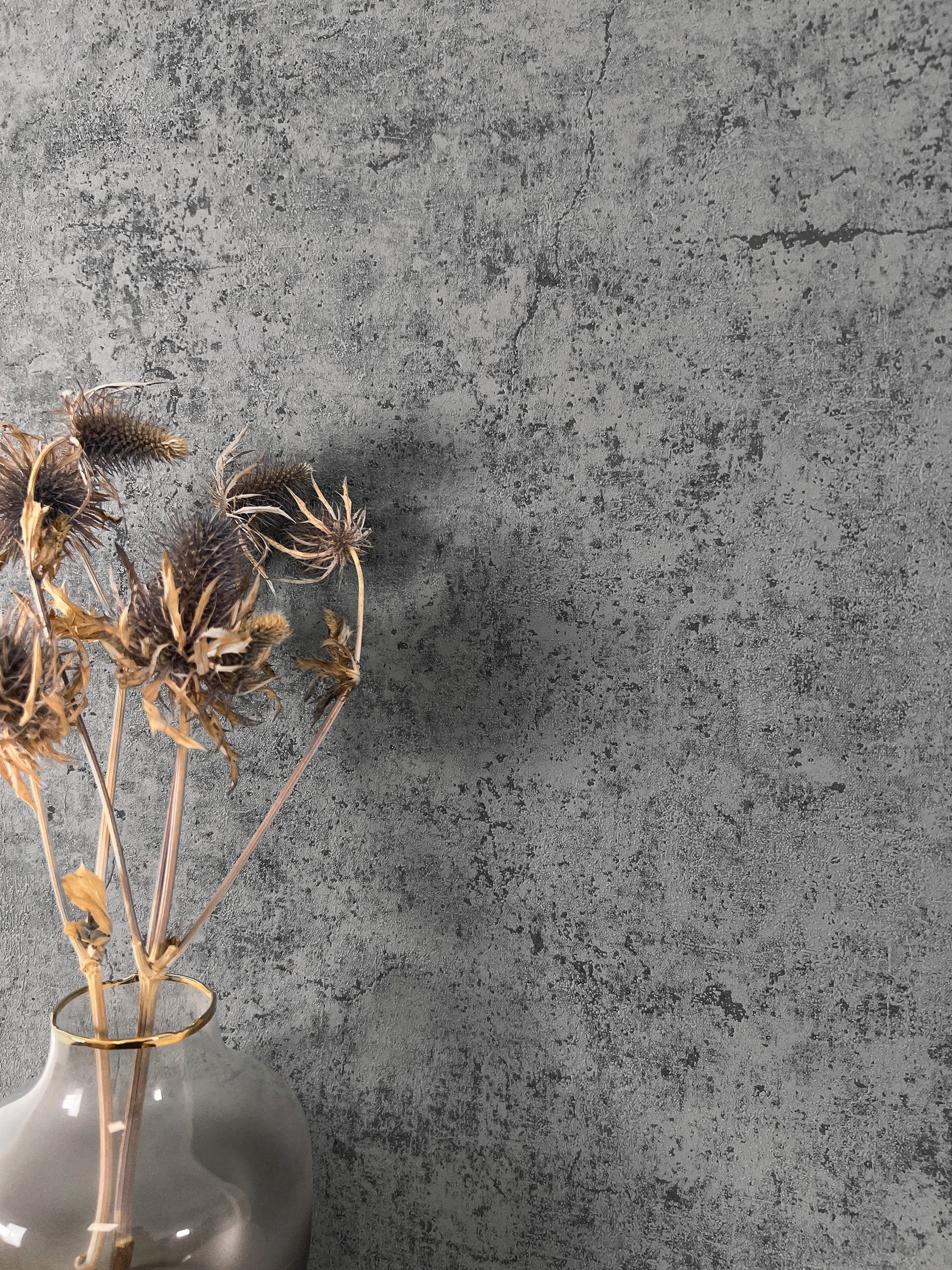 Newroom Vliestapete Jawara Anthrazit Tapete Betonoptik Beton,Zement,Leicht günstig online kaufen