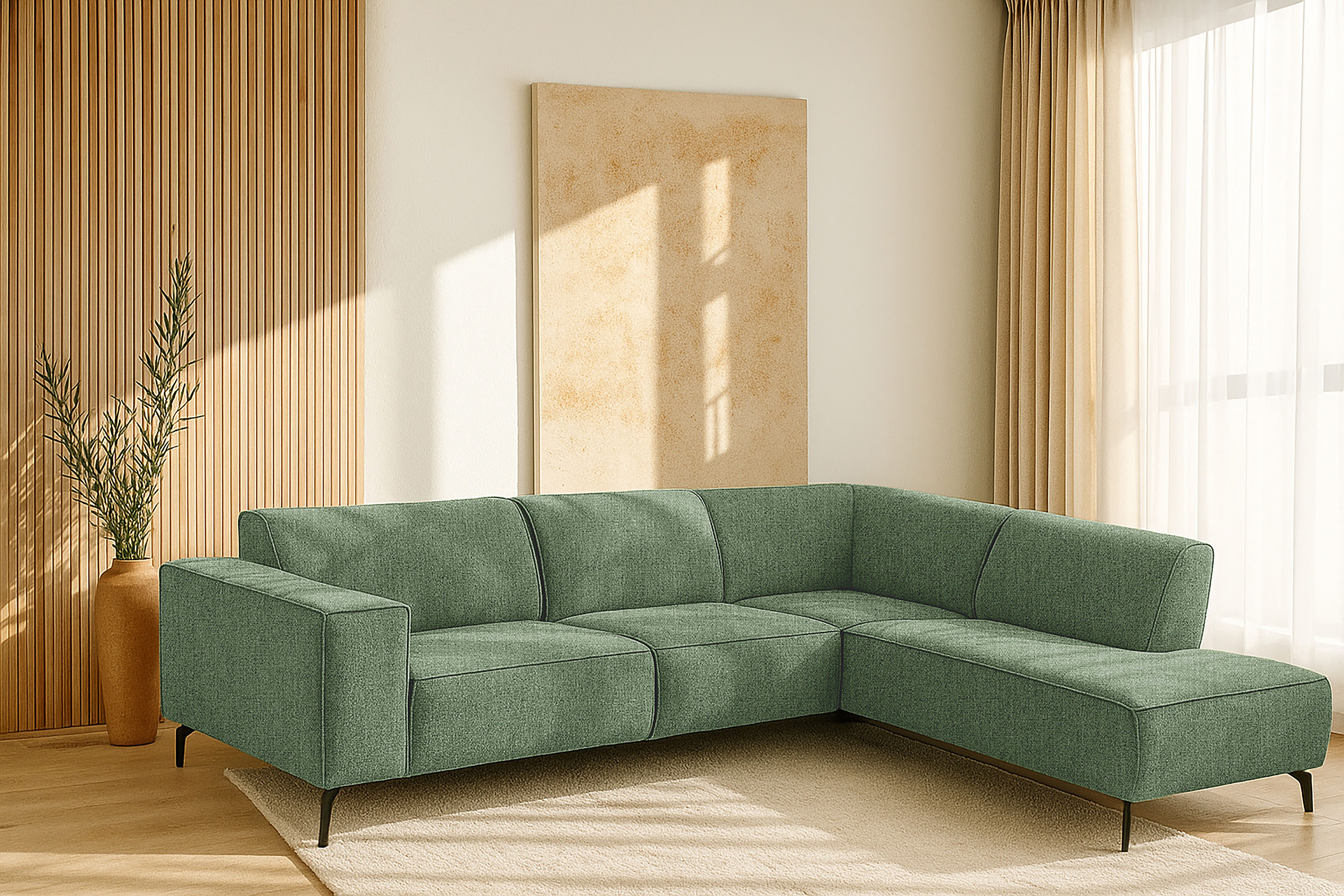 Home affaire Ecksofa LORCAN mit Metallfüßen, Breite 275 cm, weiches Sitzgefühl, Metallfüße, Lederoptik, Struktur, Bouclé
