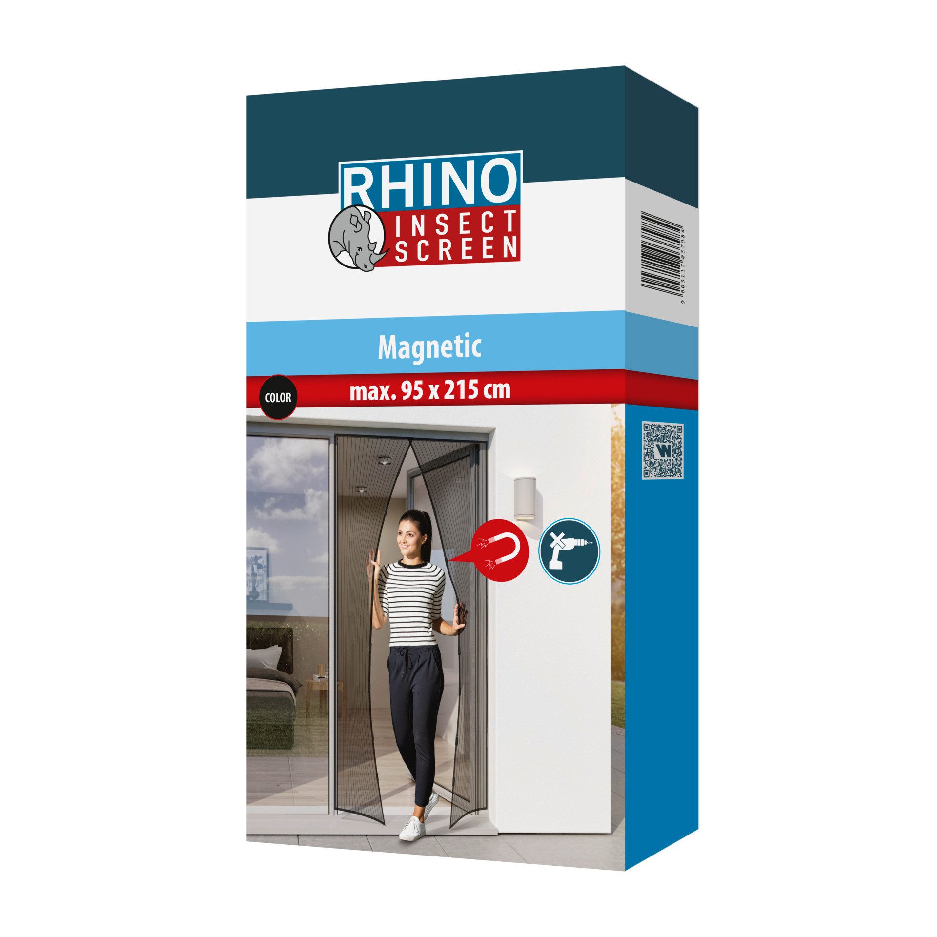 Windhager Insektenschutz-Vorhang RHINO IS, Türvorhang mit Magnetverschluss für Balkon- und Terrassetür, Fliegengitter-Vorhang Magnet, Gewebe 95 x 215 cm, anthrazit