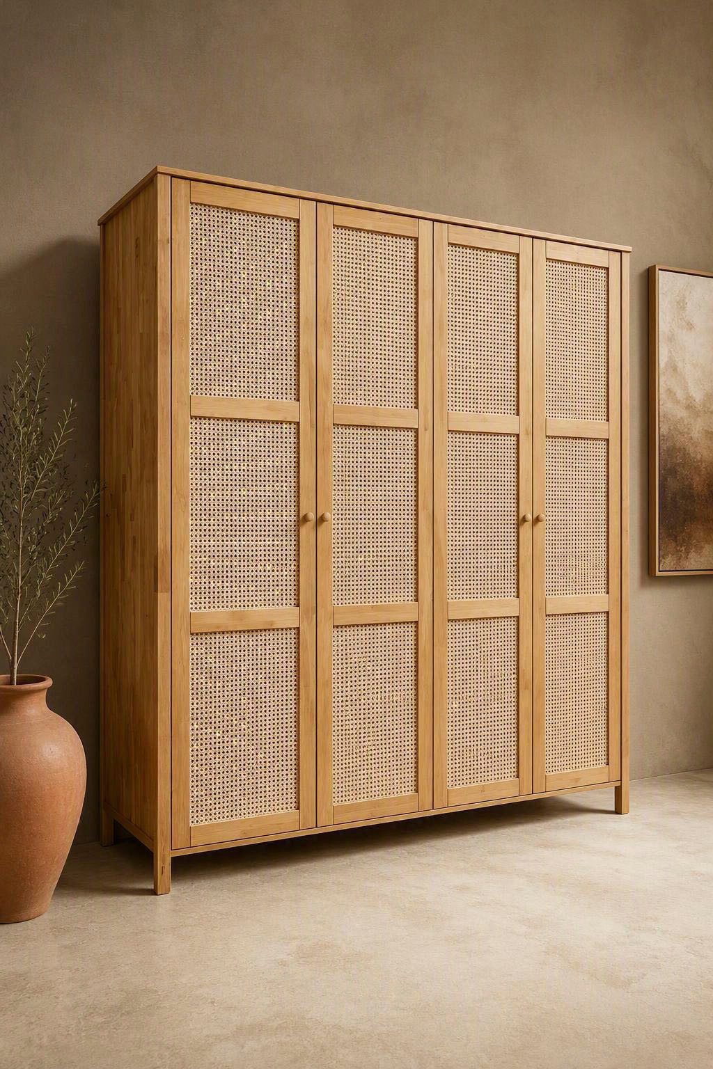 OTTO home Kleiderschrank Hällevik Eiche - aus FSC® Massivholz, Wiener Geflecht Massive FSC®-zertifizierte Eiche geölt, Fronten mit Wiener Geflecht