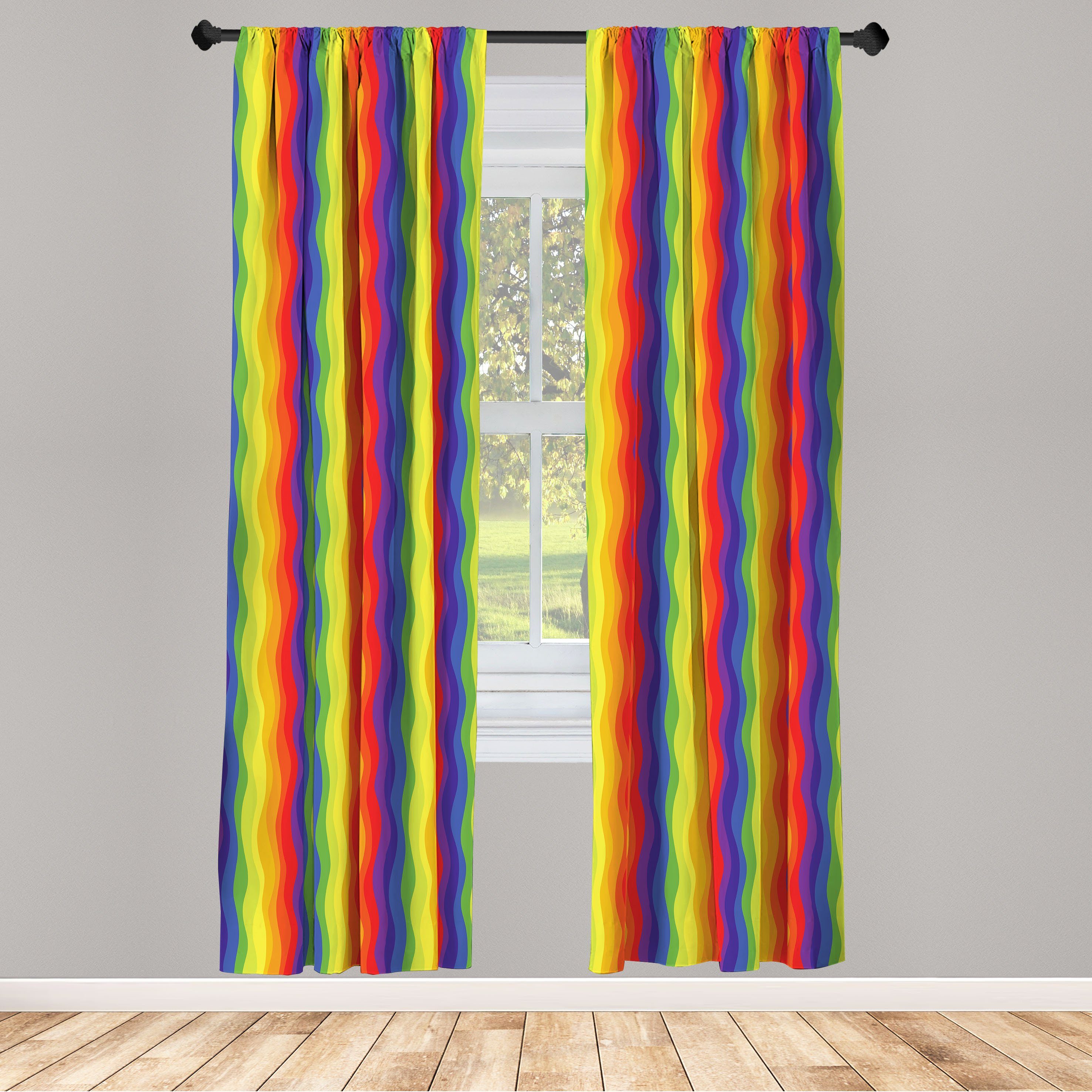 Gardine Vorhang für Wohnzimmer Schlafzimmer Dekor, Abakuhaus, Microfaser, Stolz Geschlecht Thema Flagge Regenbogen