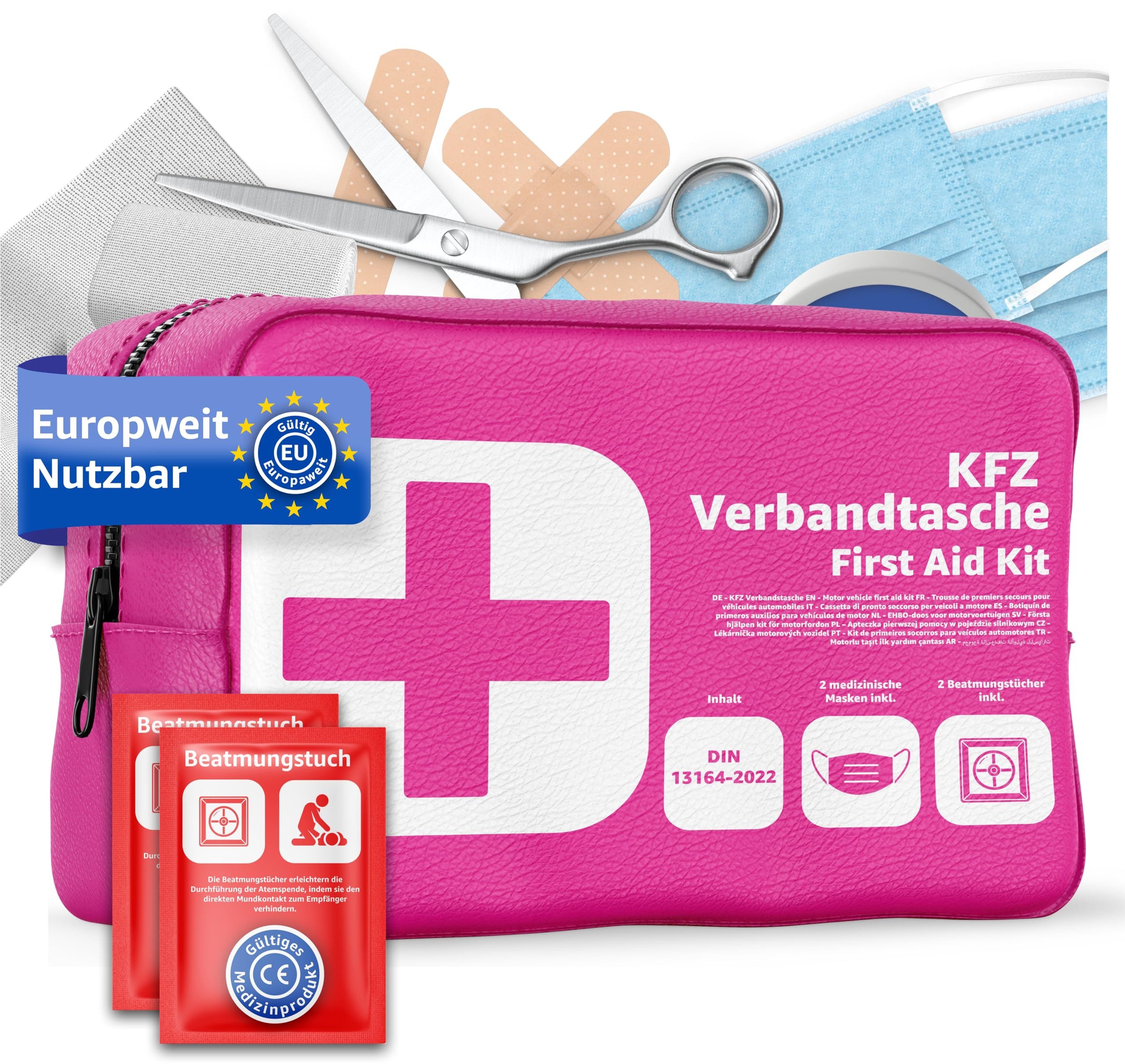 autogadget® KFZ-Verbandtasche Verbandstasche Norm 2025 - KFZ mit Beatmungstücher - DIN13164:2022, (Packung)