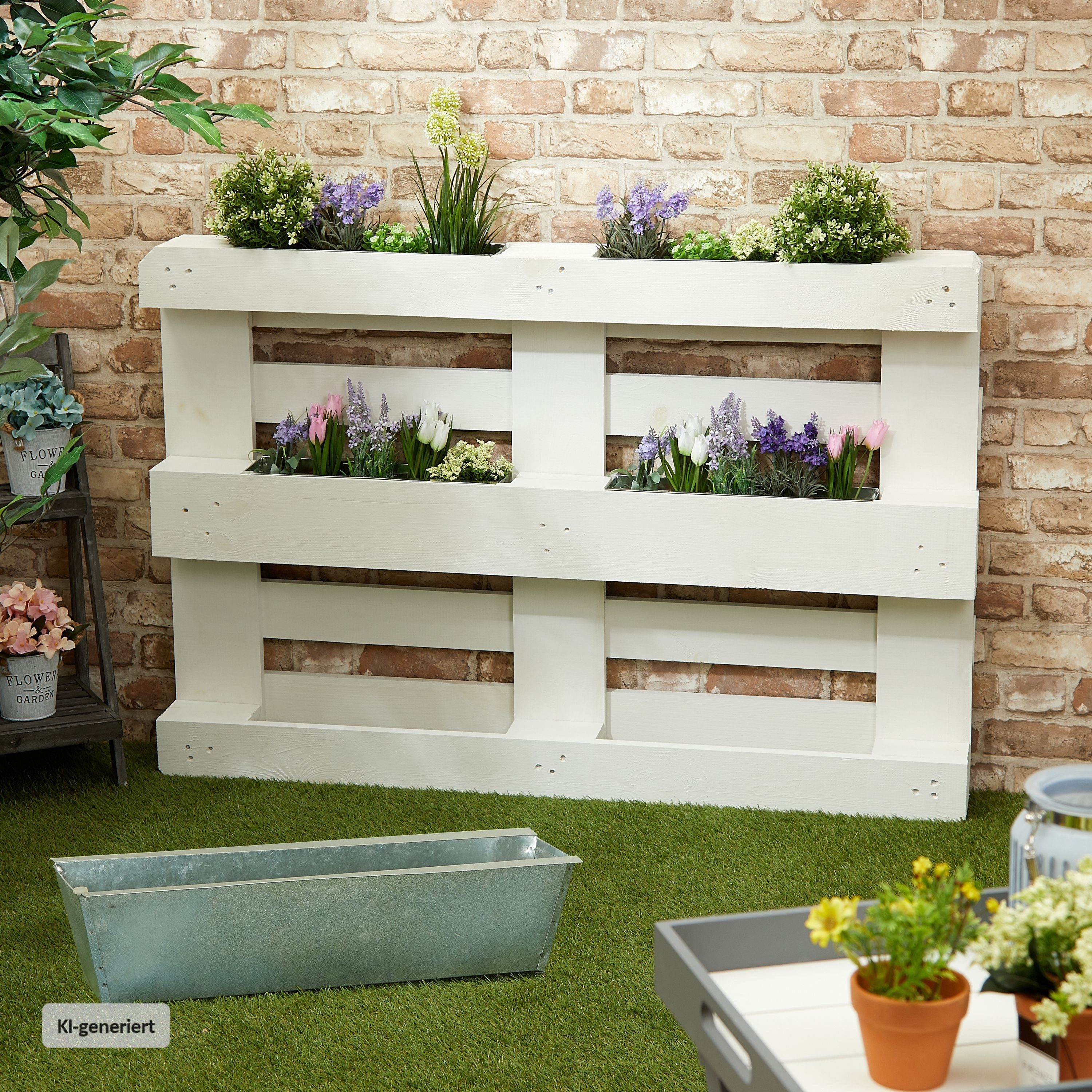 HTI-Living Pflanzkübel Pflanzkasten für Palette 4er-Set (Set, 4 St., 4 rechteckige Pflanzkasten), Pflanztopf Blumentopf Blumenschale