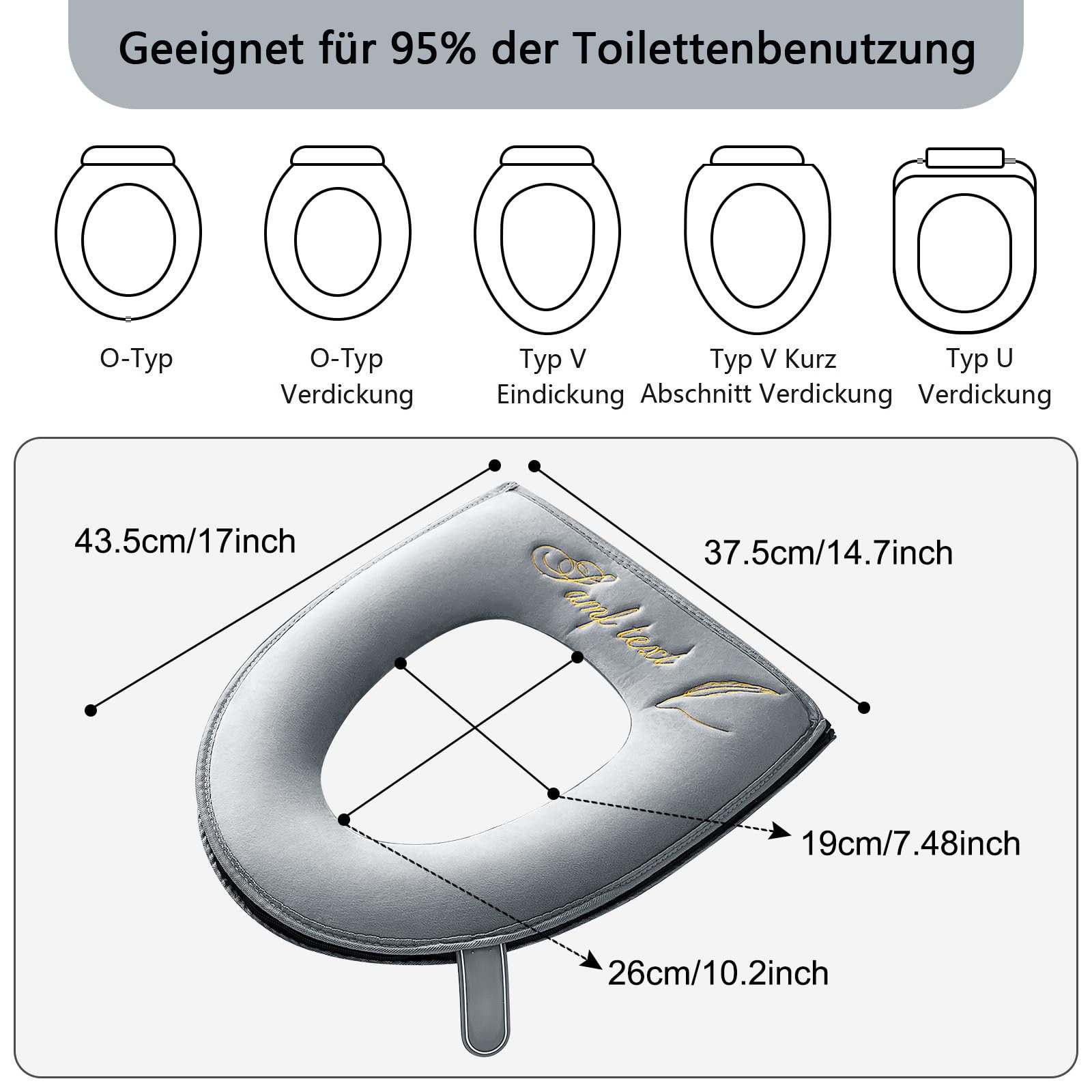 Coonoor WC-Deckelbezug weiche WC-Sitzbezüge mit Griff, Toilettendeckelbezug günstig online kaufen