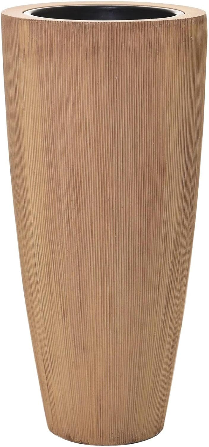 VIVANNO Pflanzkübel Fiberglas CITY Rund - Beige Geriffelt (1 St), 37x80 cm günstig online kaufen