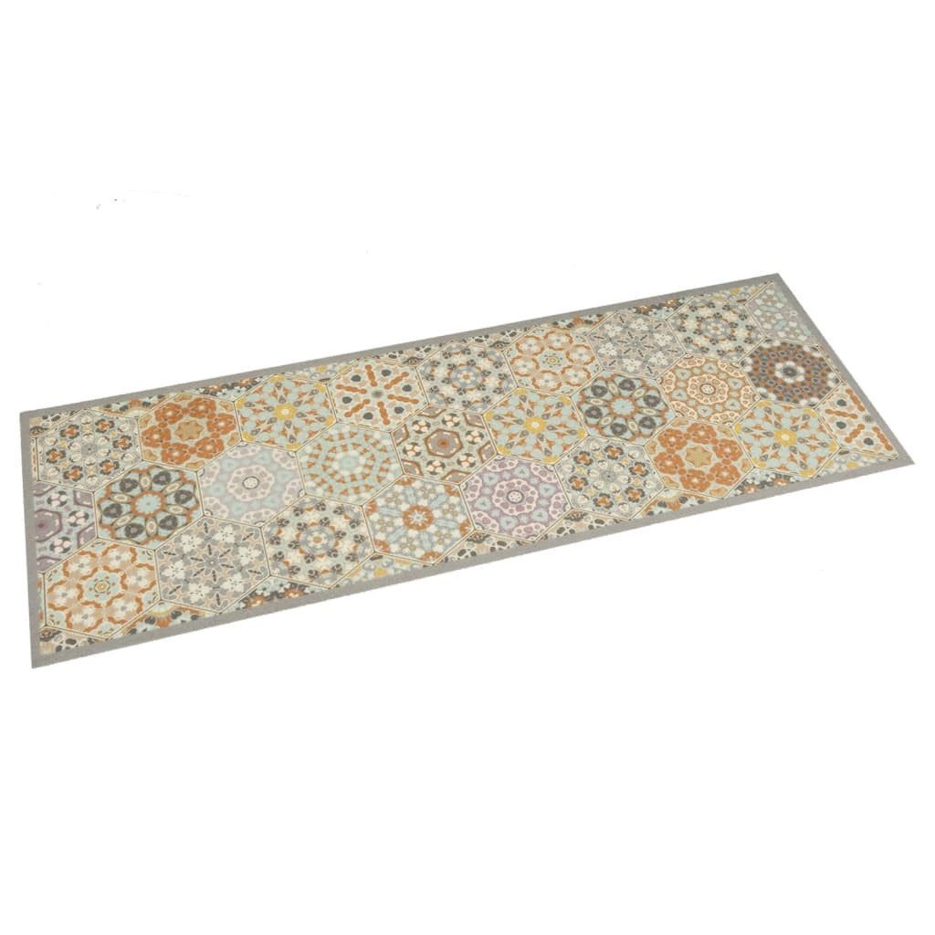 Fußmatte Küchenteppich Waschbar Hexagon Pastell 60x180 cm Samt, vidaXL, Rechteckig