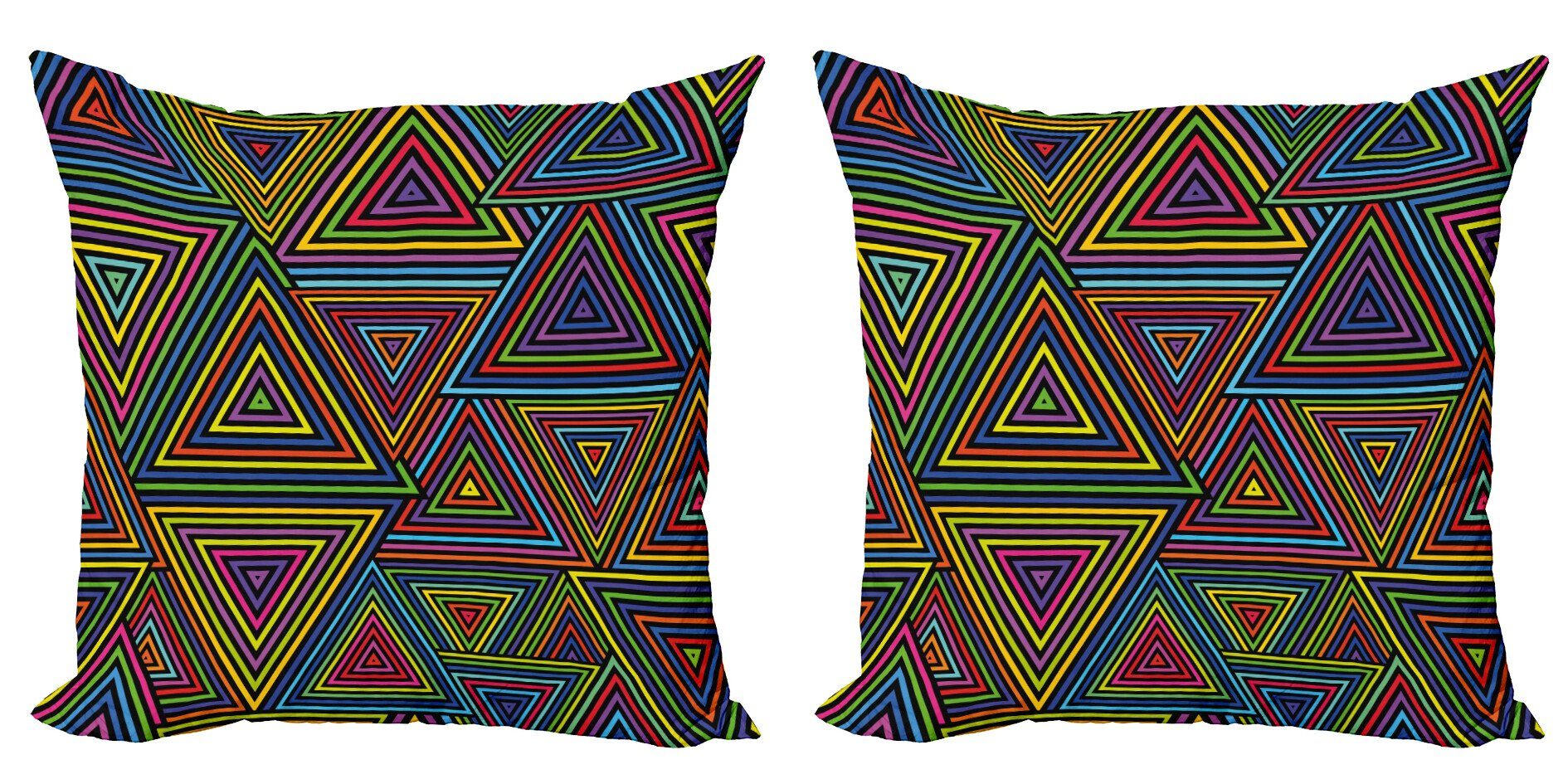 Modern Digitaldruck, (2 Accent Stück), Geometrisch Doppelseitiger Kissenbezüge Regenbogen-Farben Design Abakuhaus