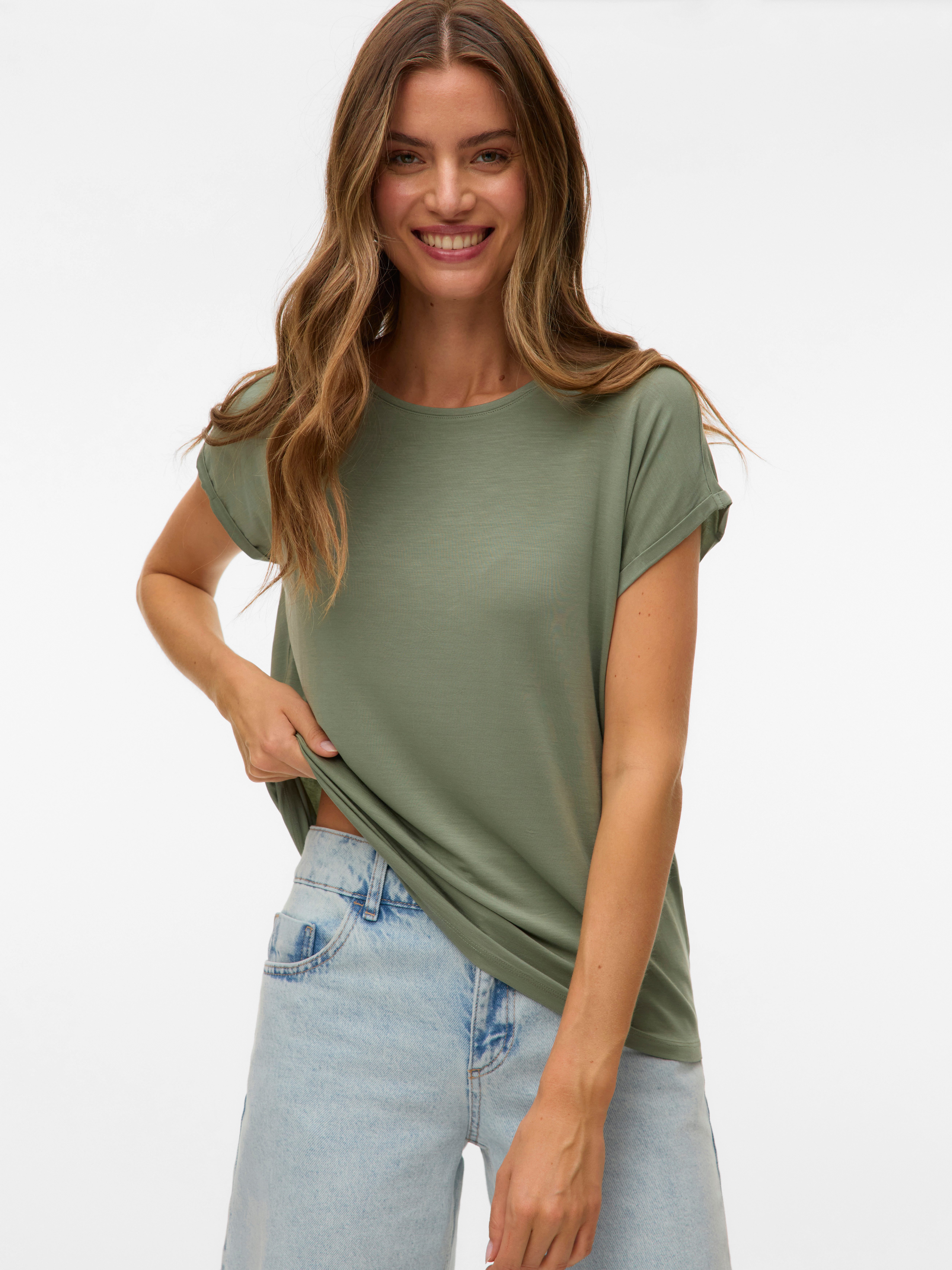Vero Moda Rundhalsshirt VMAVA PLAIN SS TOP GAJRS NOOS günstig online kaufen