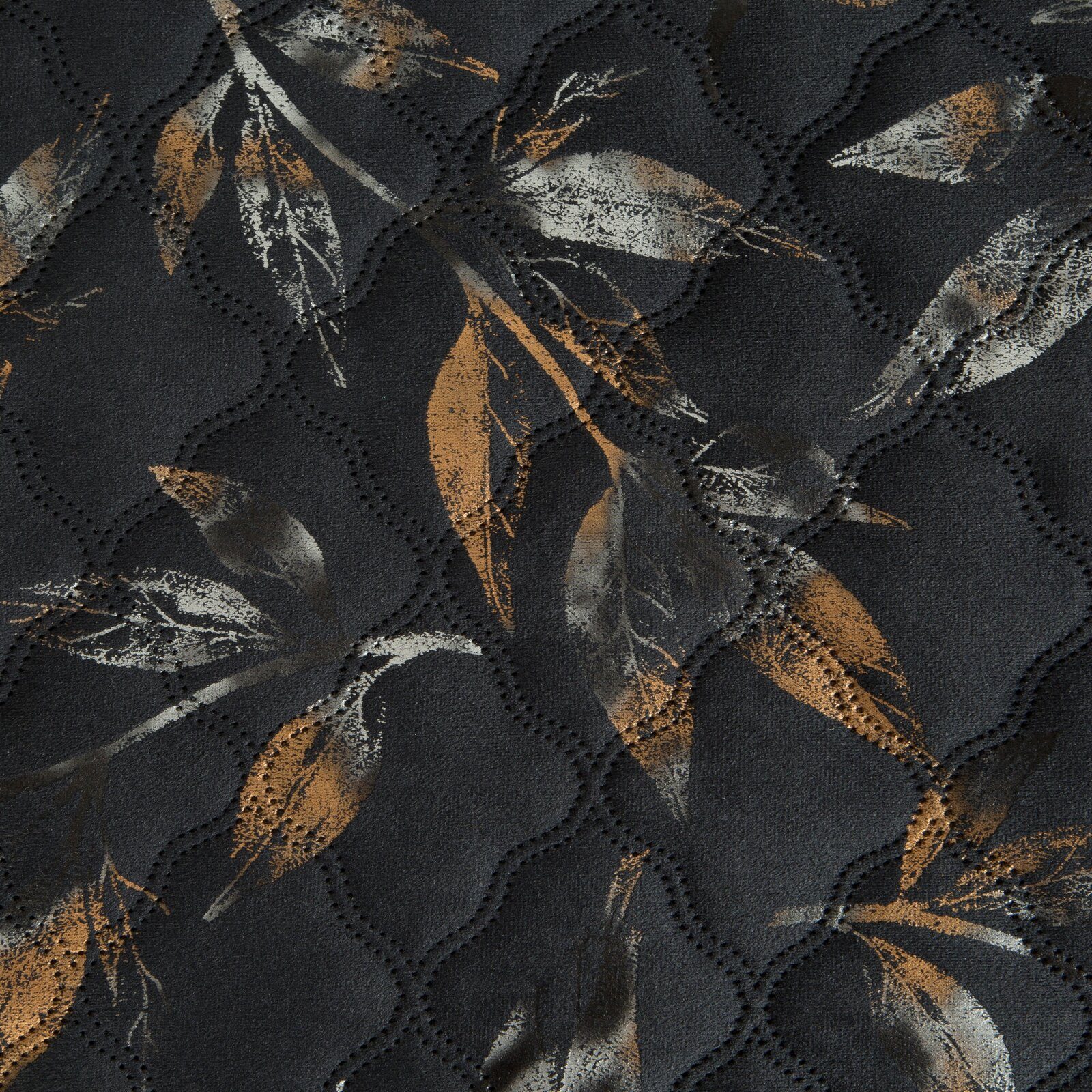 Eurofirany Tagesdecke Glamour Black, Samtdecke Velours Weiche Decke Goldenes Muster Doppelbett