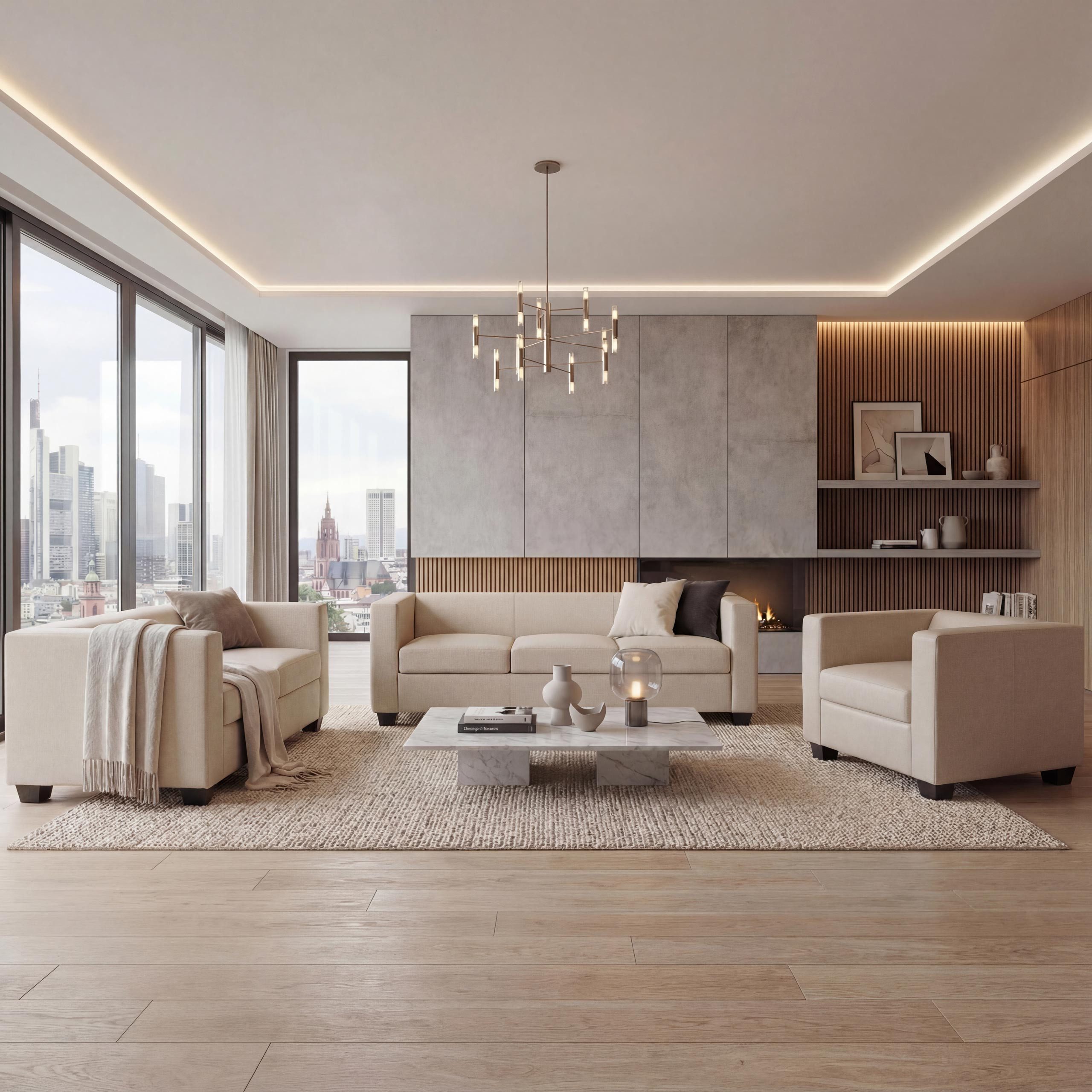 MCW Wohnlandschaft Lille-3-2-1, Hohe Standfestigkeit, abgerundete Ecken + Kanten, weiche Polsterung