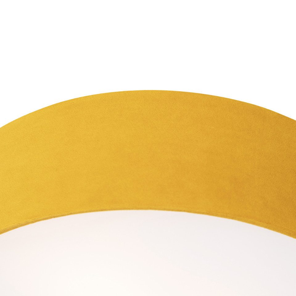 Qazqa Deckenleuchte Drum, ohne Leuchtmittel, Warmweiß, QAZQA Deckenleuchte, e27, Gelb, Textil, Modern