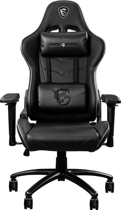 MSI Gaming-Stuhl »MSI MAG CH120 I Gaming Stuhl (Belastung max. 150 Kg, 4D Armlehnen, PVC Leder, schwarz, Nackenkissen, Lendenstütze)«