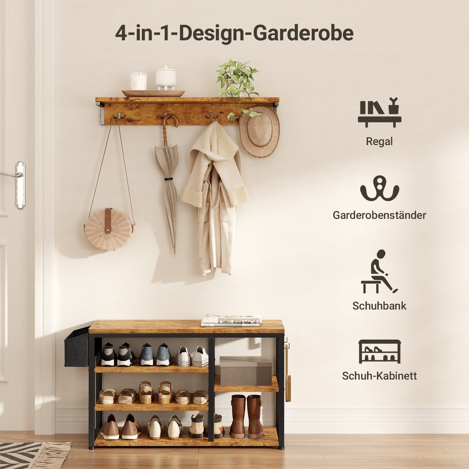 Bealife Garderoben-Set,2 Set, Wandgarderobe und Schuhregal günstig online kaufen