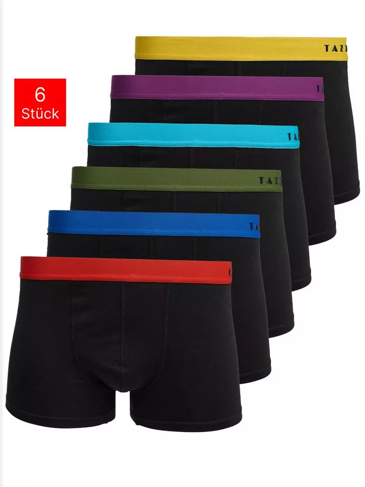 Tazzio Boxershorts 6er Pack BS1001 (Packung, 6-St., 6er-Pack) mit seitlichem Logoschriftzug am Bund