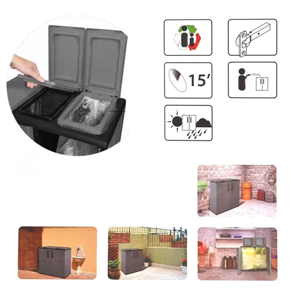 GarPet Mülltrennsystem 2-Fach Mülltrennsystem Garten Schrank Müllbox Trennsystem Müll Abfall – Bild 2 von 4