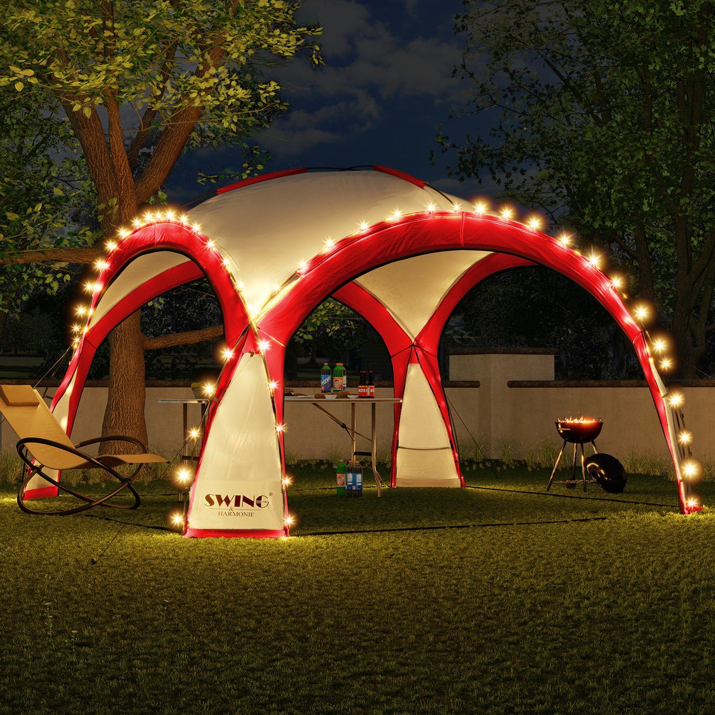 Swing&Harmonie Faltpavillon LED Event Pavillon 3,6 x 3,6m DomeShelter Garte günstig online kaufen
