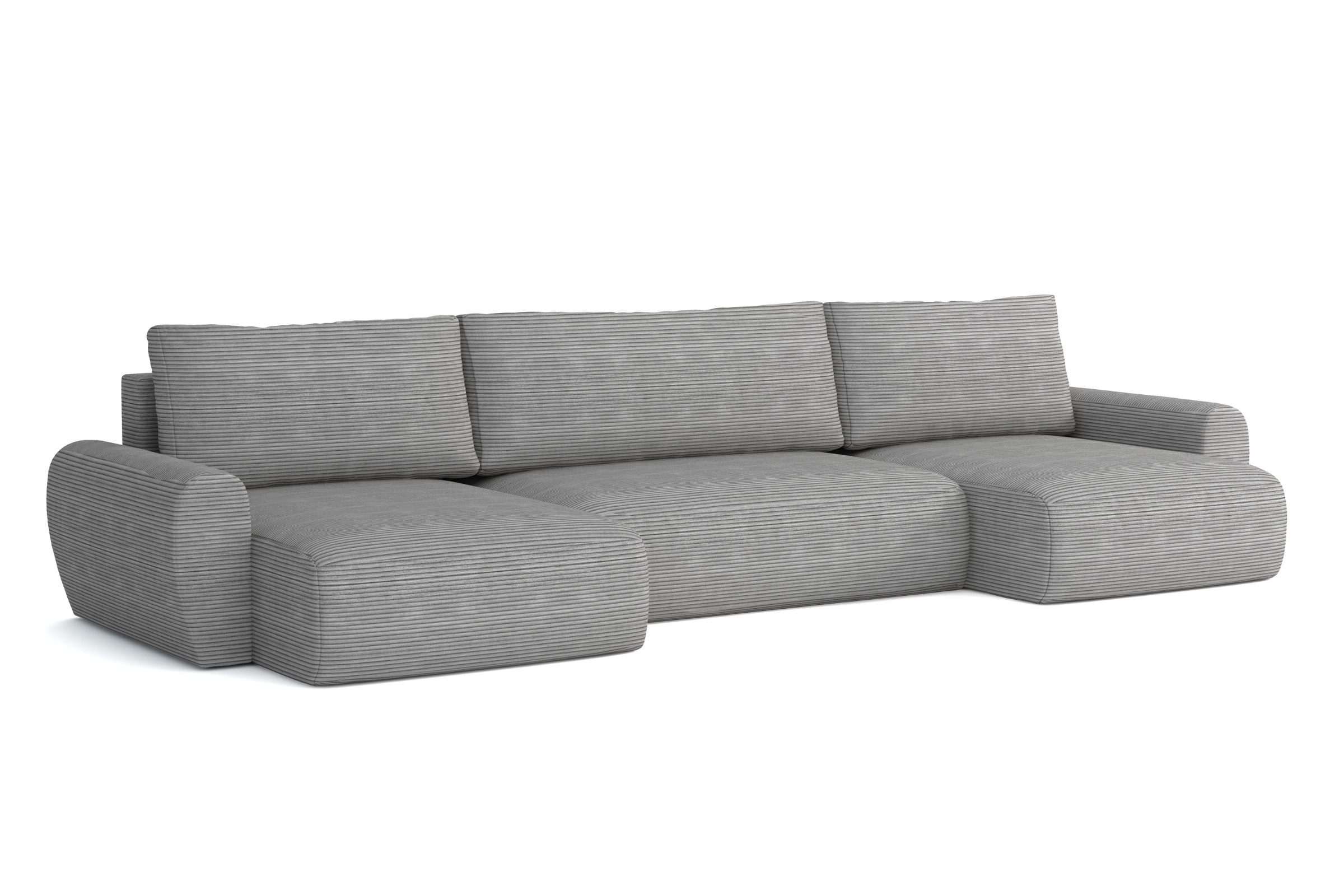 Deine Möbel 24 Big-Sofa HEIDI U 397 cm breit Ecksofa Sofa Wohnzimmer U-Couch Cord Samt, Beige, Creme, Hellgrau, Anthrazit, Schwarz 3 Teile, mit Bettkasten Stauraum Bettfunktion Schlaffunktion