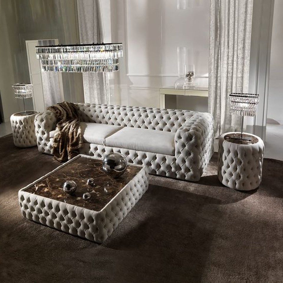 Xlmoebel Couchtisch Design Leder Tisch Chesterfield für klassisches Wohnzimmer, Made in Europa