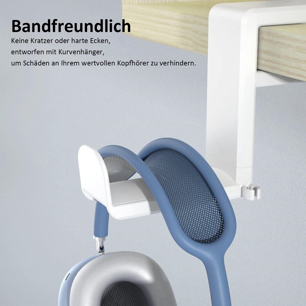 mit Gaming-Headset-Hakenhalter Kabelclip-Organizer integriertem Kopfhörerständer TUABUR Weiß
