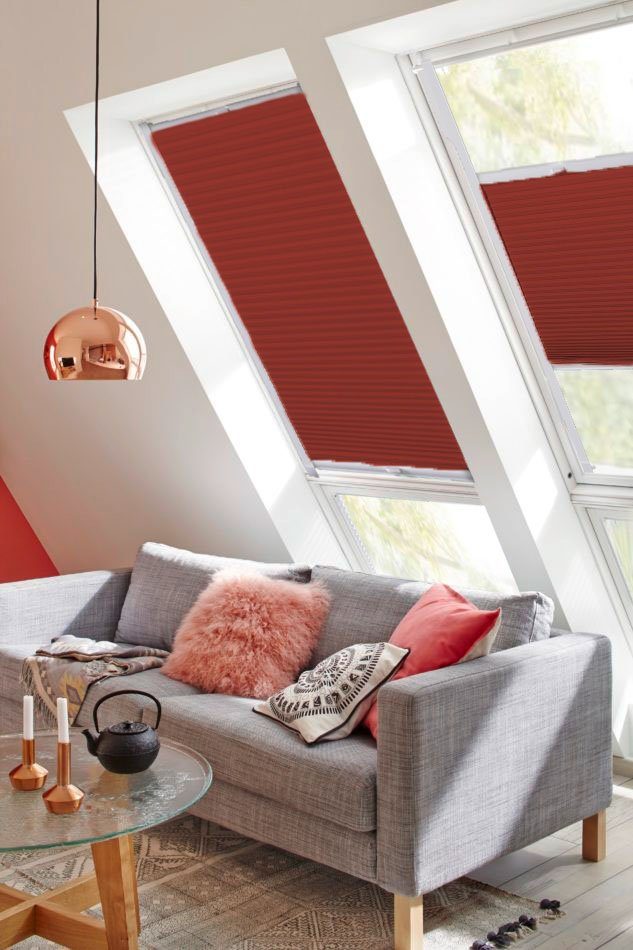 Dachfensterplissee StartUp Style Honeycomb VD, sunlines, abdunkelnd,  verspannt, verschraubt, mit Führungsschienen | Dachfensterplissees
