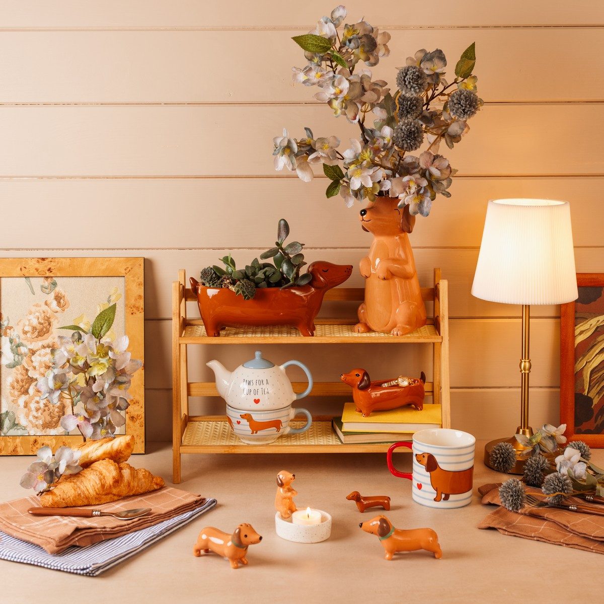 Sass & Belle Dekovase Sausage Dog (Porzellan, 1 St., Vase), Dackel, ca. 10 x 10,5 x 20 cm