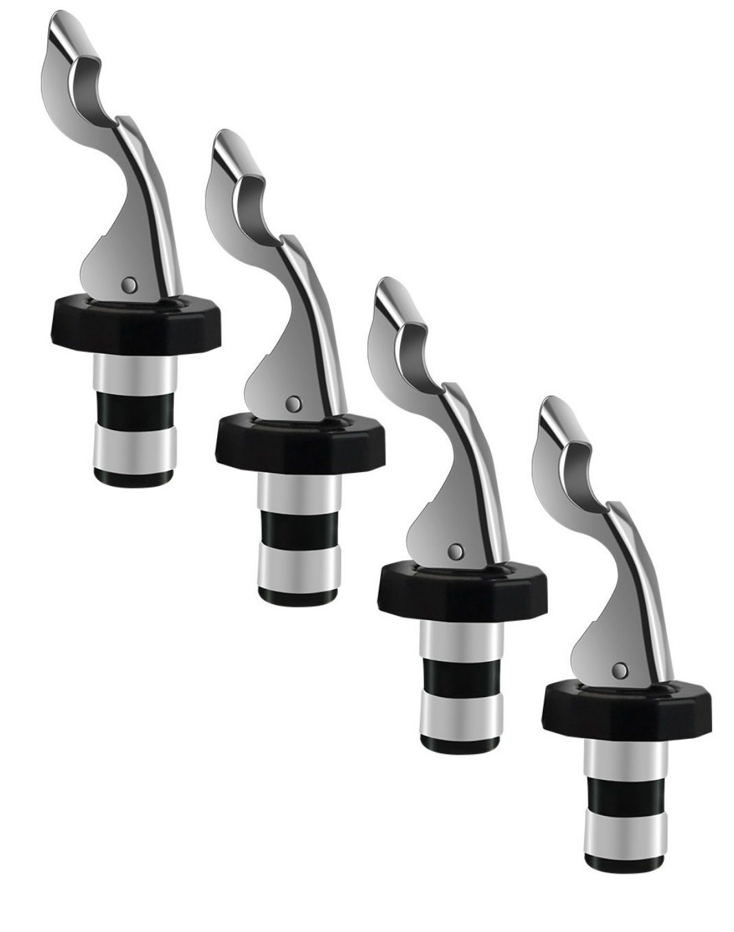 BAYLI Mörser 4er Set Wein Flaschenverschluss mit Hebel für Champagner, Prosecco &