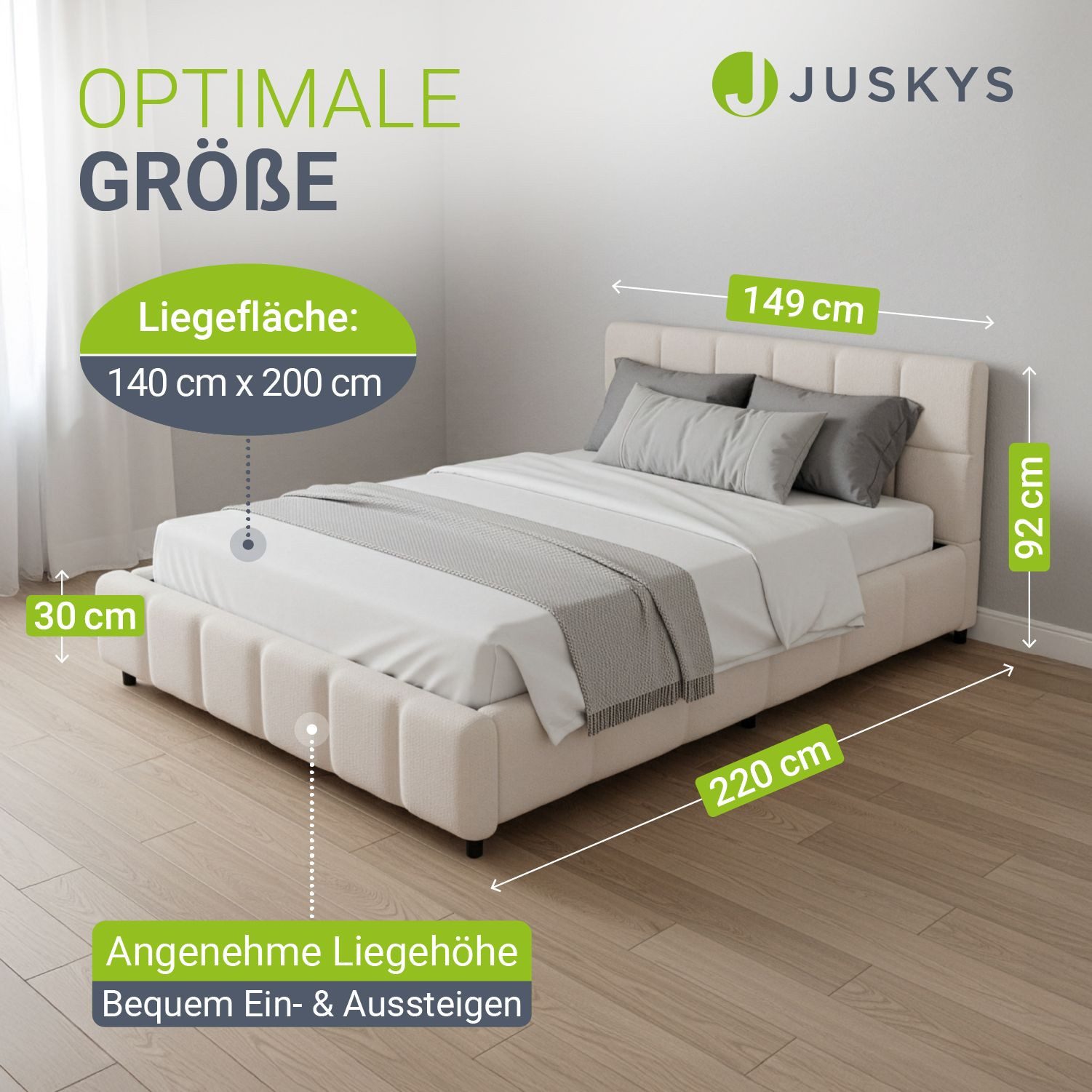 Juskys Polsterbett Florenz, Bubble Design, bis 500 kg belastbar, Pflegeleicht mit Polsterung