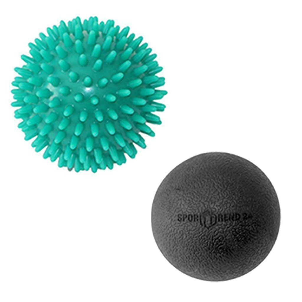 Sporttrend 24 Massageball ø 8cm Massageball Igelball + ø 6,5cm Lacrosse Faszienball, Bindegewebe