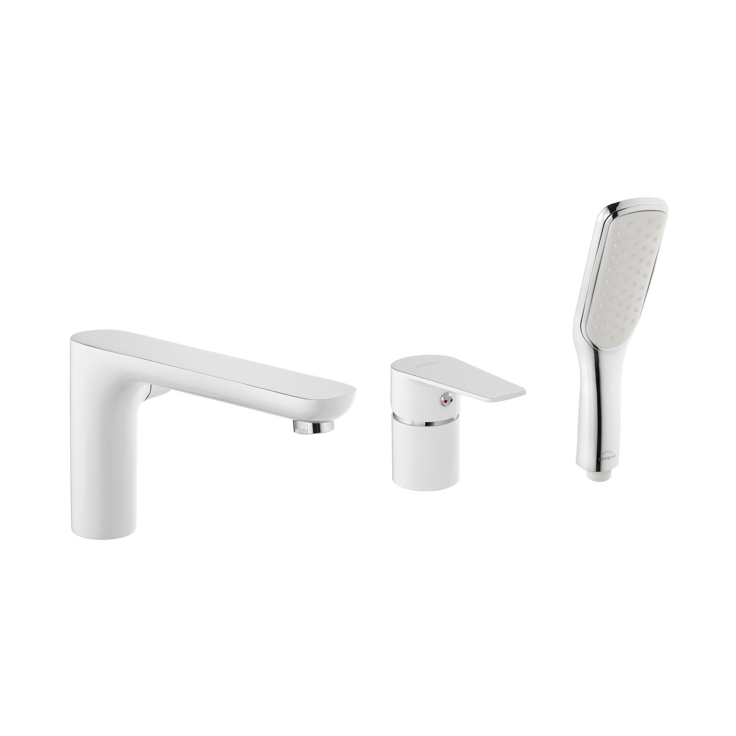 KOLMAN Wannenarmatur DOKOS Wannenrandarmatur 3 Loch Set in Weiß-Chrom