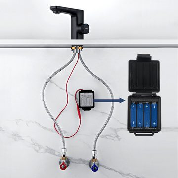 Lonheo Waschtischarmatur Automatik Infrarot IR Sensor Waschbecken Wasserhahn Mischbatterie mit Ablaufventil Pop Up Abfluss Ablaufgarnitur