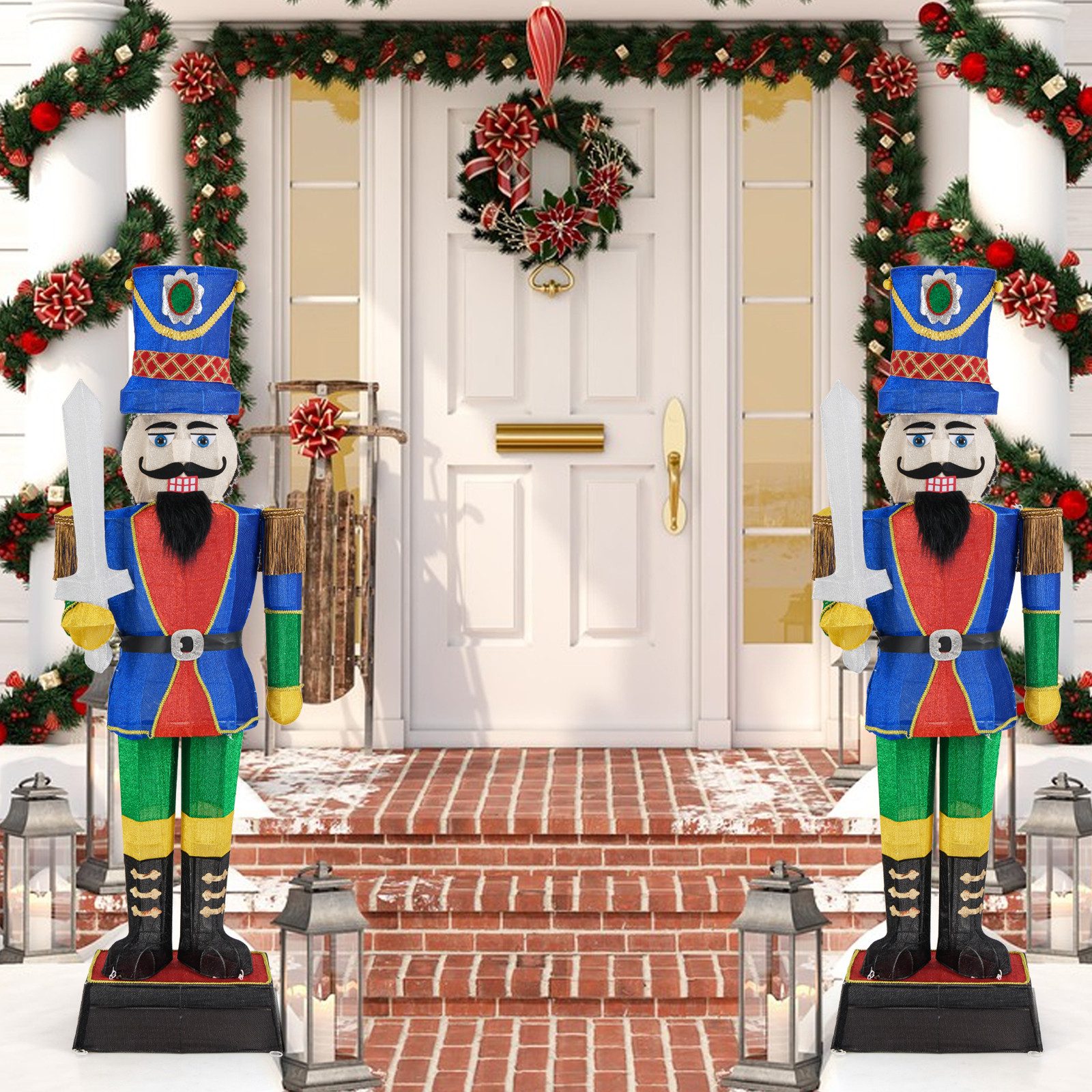 COSTWAY Weihnachtsfigur (2 St), Nussknacker Figur, günstig online kaufen