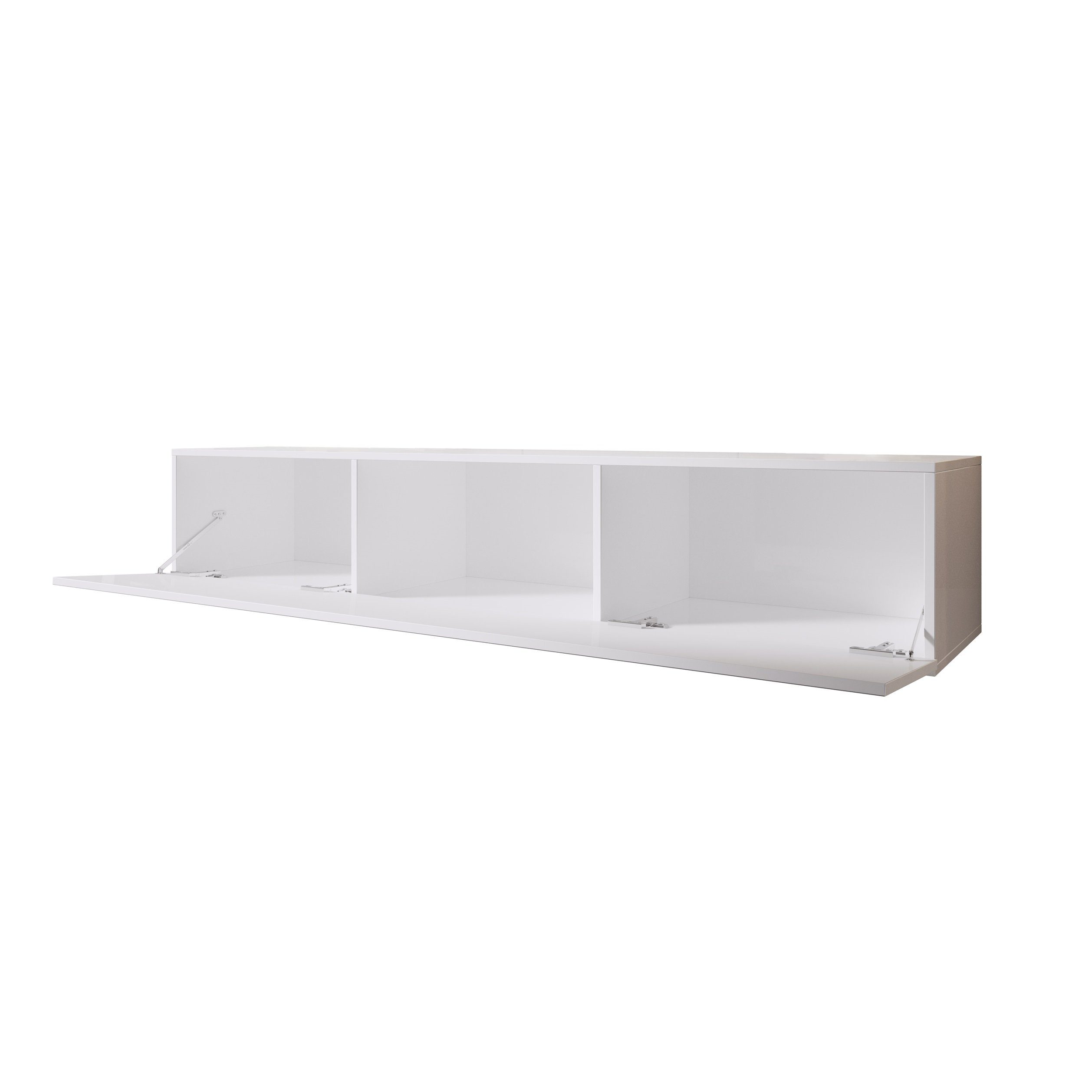 Lamellen TV-Schrank B160 Hängeschrank H34 cm Furnix Lowboard Lamellenfront mit x Weiß/Schwarze x T40 ZIBO 160 Designerschrank