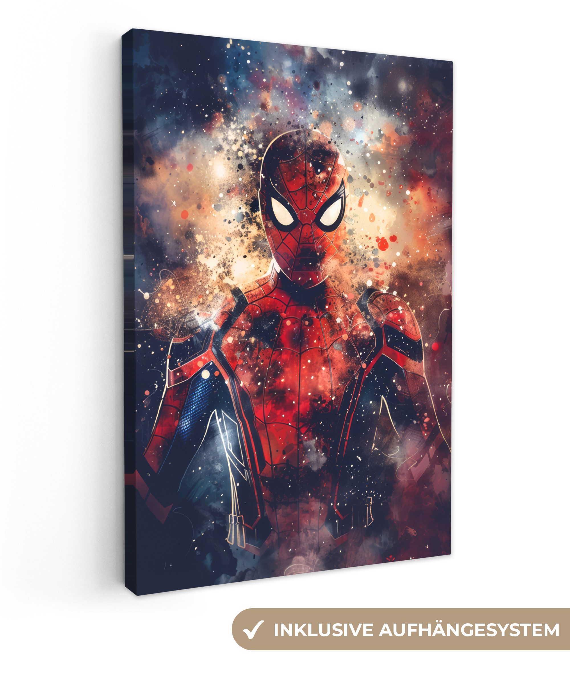 OneMillionCanvasses® Leinwandbild Superheld - Jungen - Rauchen - Farben, (1 St), Leinwand Canvas Wandbild, Wanddekoration 20x30 cm