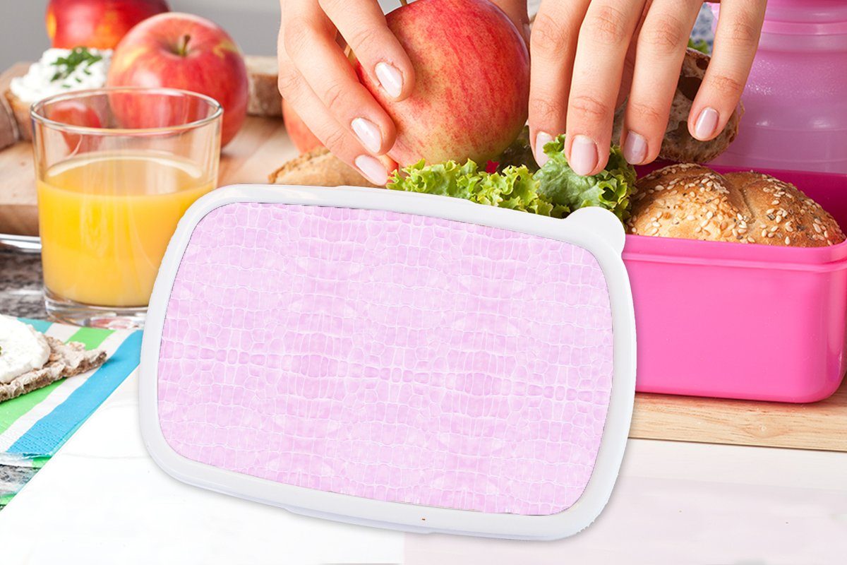 Textur Lunchbox Tierhaut, Kunststoff Snackbox, rosa Kinder, (2-tlg), - Mädchen, - Kunststoff, für Leder Brotdose Brotbox Erwachsene, MuchoWow