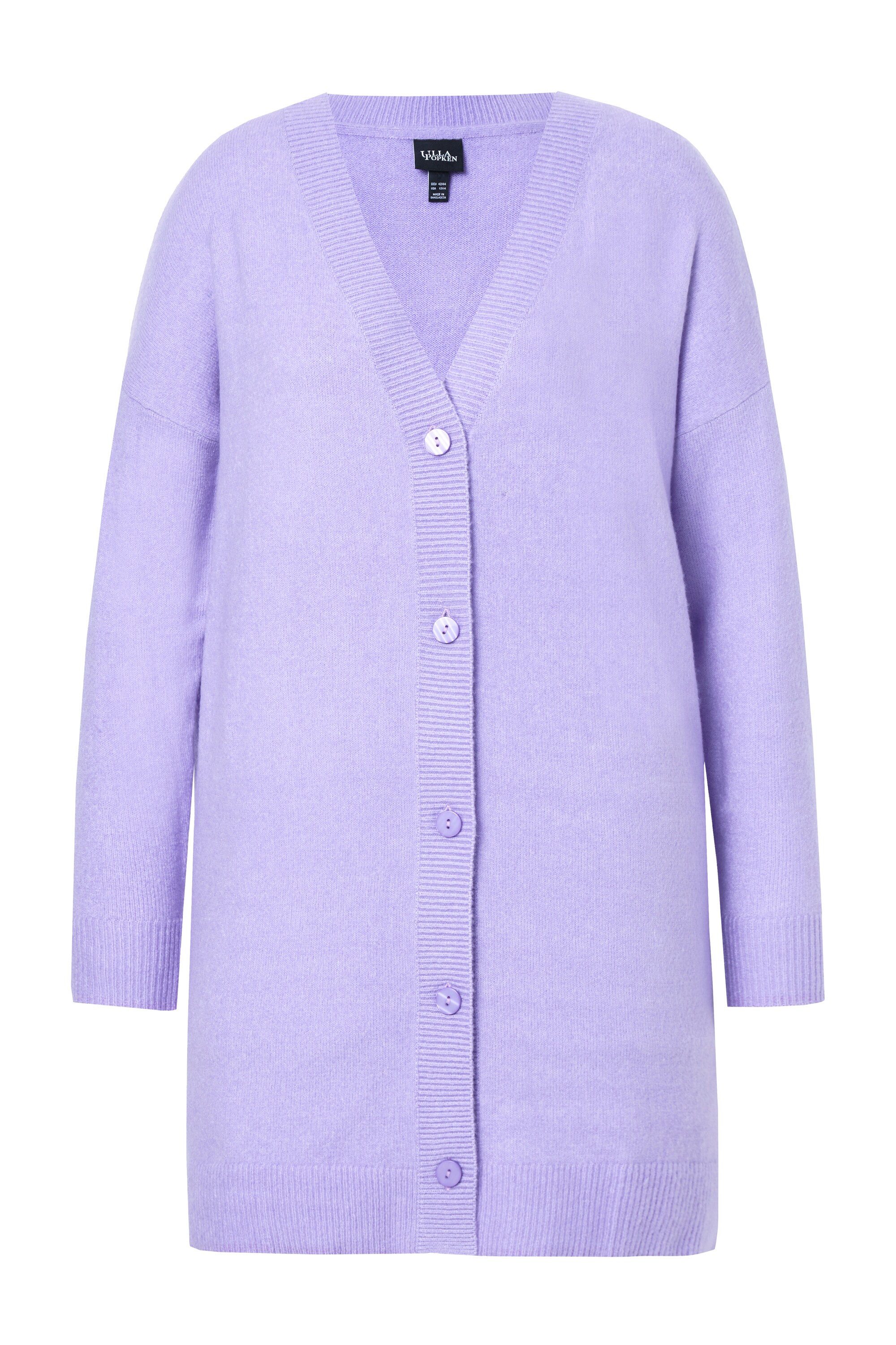 Ulla Popken Strickjacke Strickjacke Boxy Fit V-Ausschnitt Knopfleiste günstig online kaufen