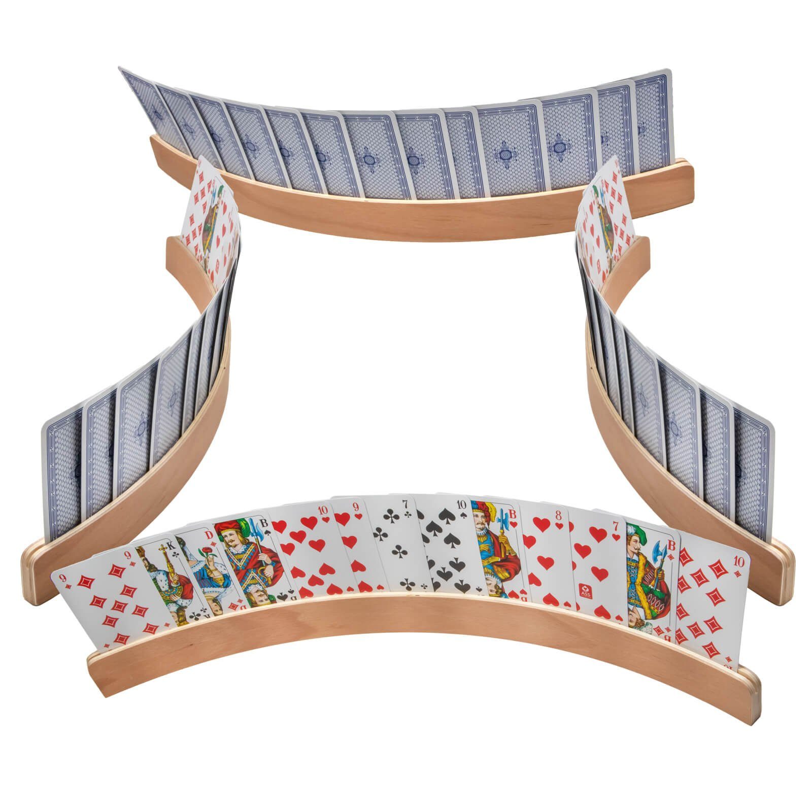 Otto Simon Spiel 4er Set Spielkartenhalter Holz Kartenhalter, Gesellschaftsspiel, für Kartenspiel