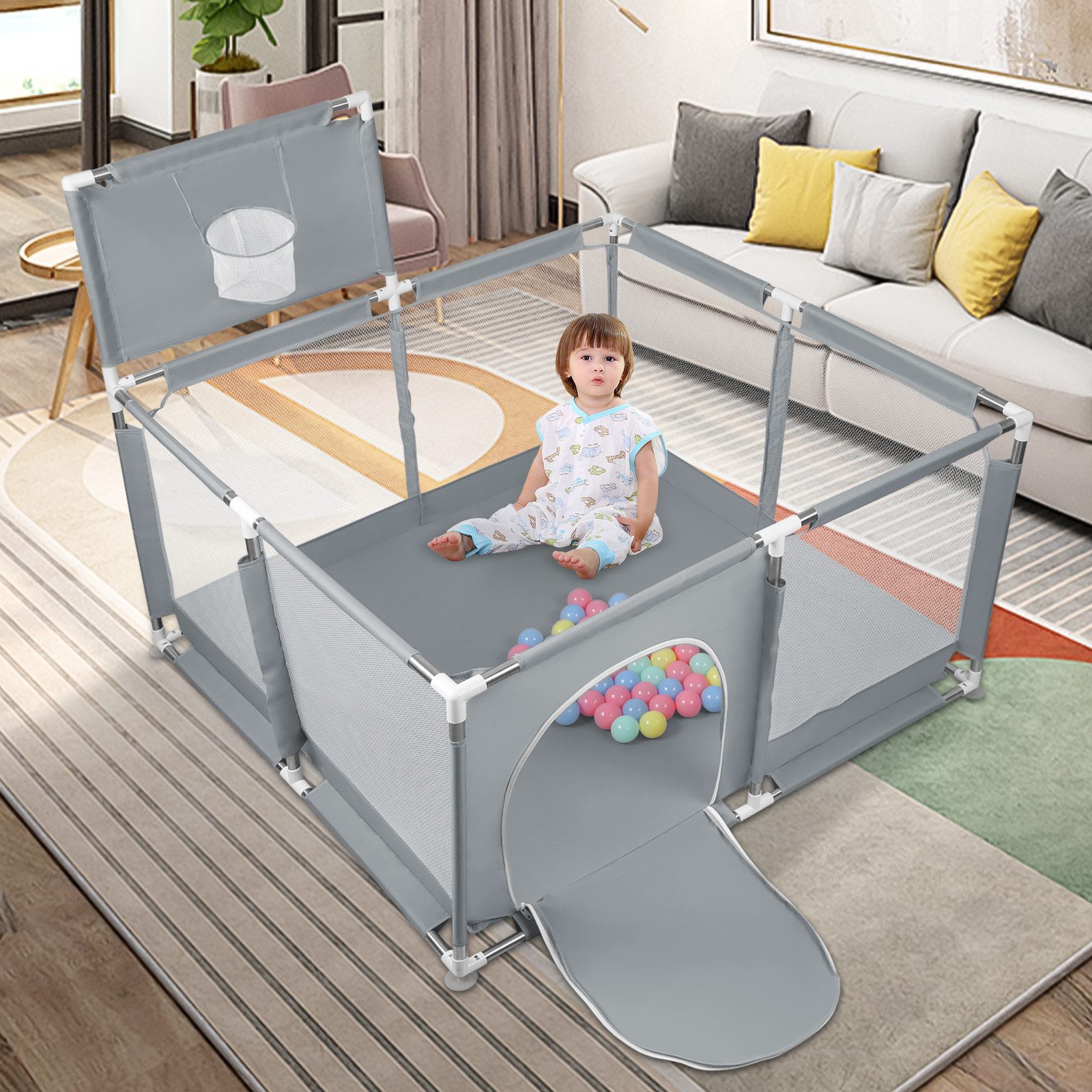 JEOBEST Laufstall Laufstall Baby 126x66cm Laufgitter baby Kinder laufgitter günstig online kaufen