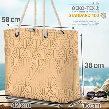 VOID Strandtasche (1-tlg), Art Deko Muster Beach Bag palme gold geometrie Linie Luxus retro 80er 70er 60er