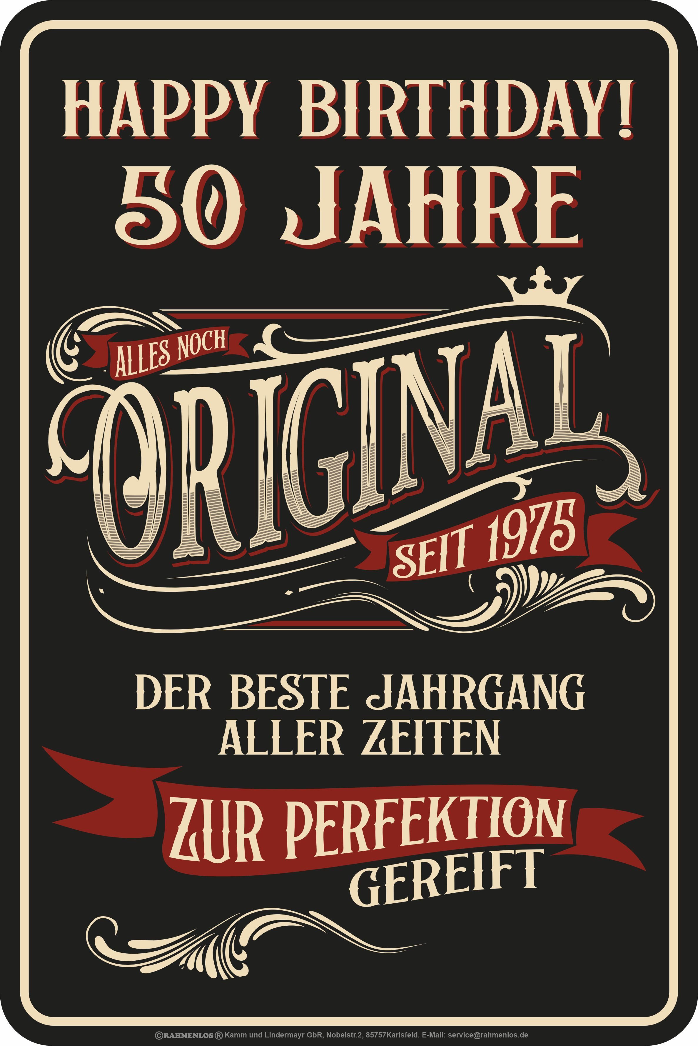 Metallschild als Geschenk oder Deko zum 50. Geburtstag: Bester Jahrgang 1975