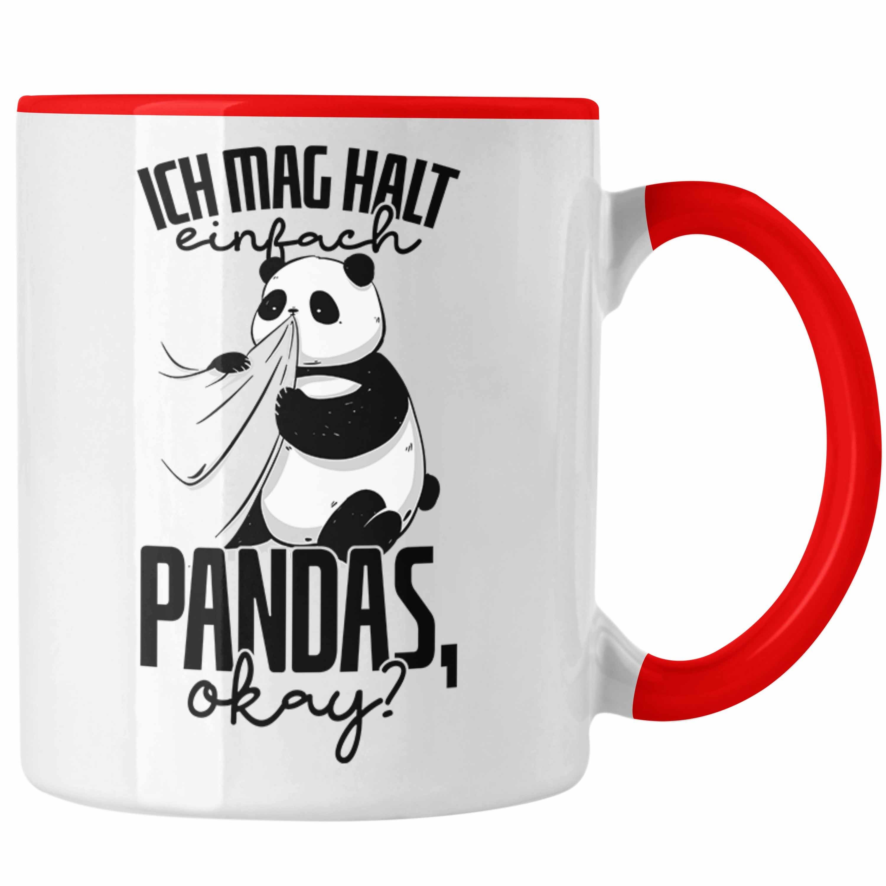 Trendation Tasse Lustige Panda Tasse Panda-Motiv Geschenk Tierliebhaber Geschenkidee Pa Rot