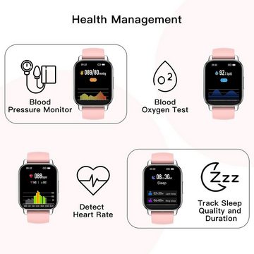 Popglory Smartwatch (1,85 Zoll, Android iOS), Herren Touch-Farbdisplay mit Bluetooth Anrufe Fitnessuhr mit SpO2 Uhr